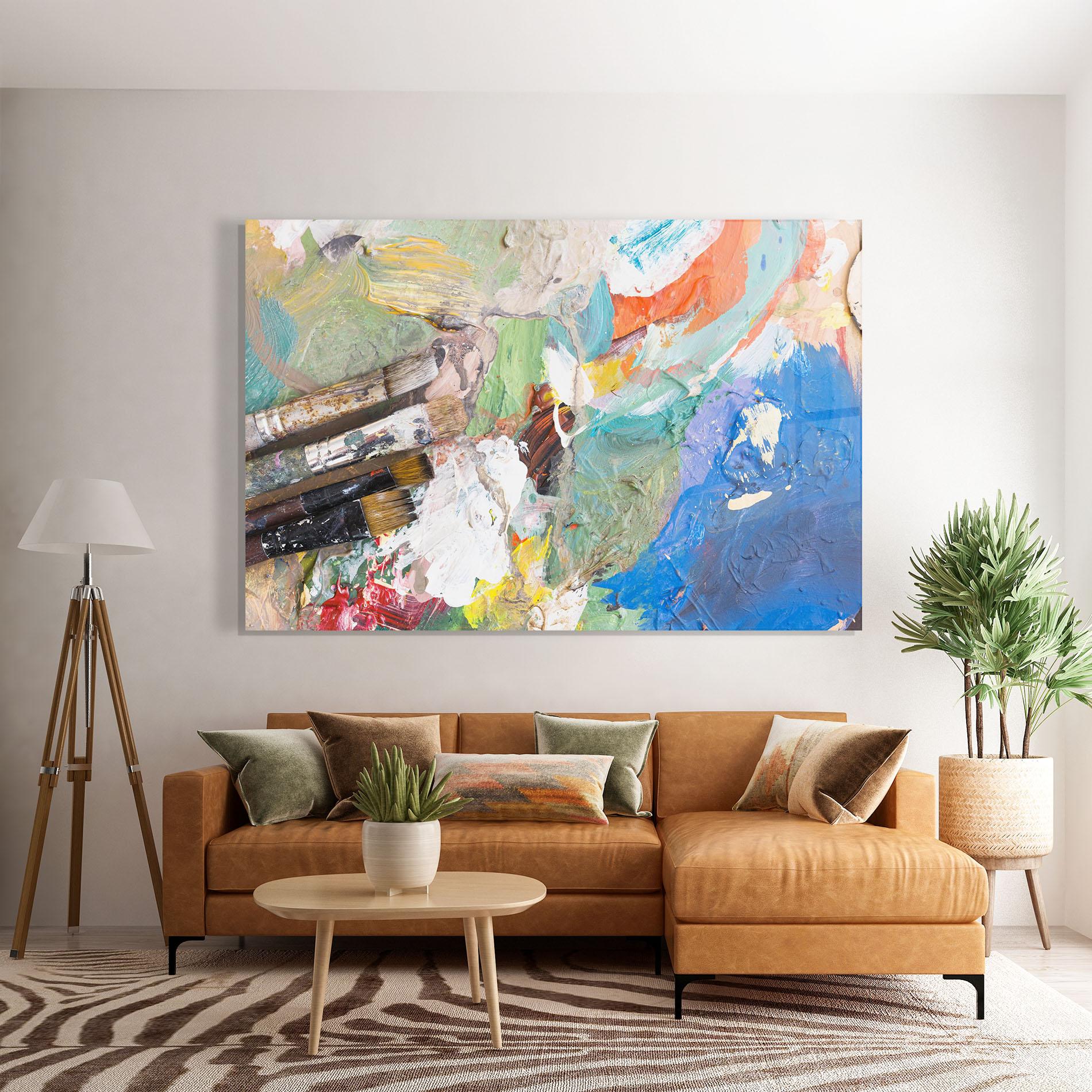 Стъклена картина Messy Paint Brushes mockup 7