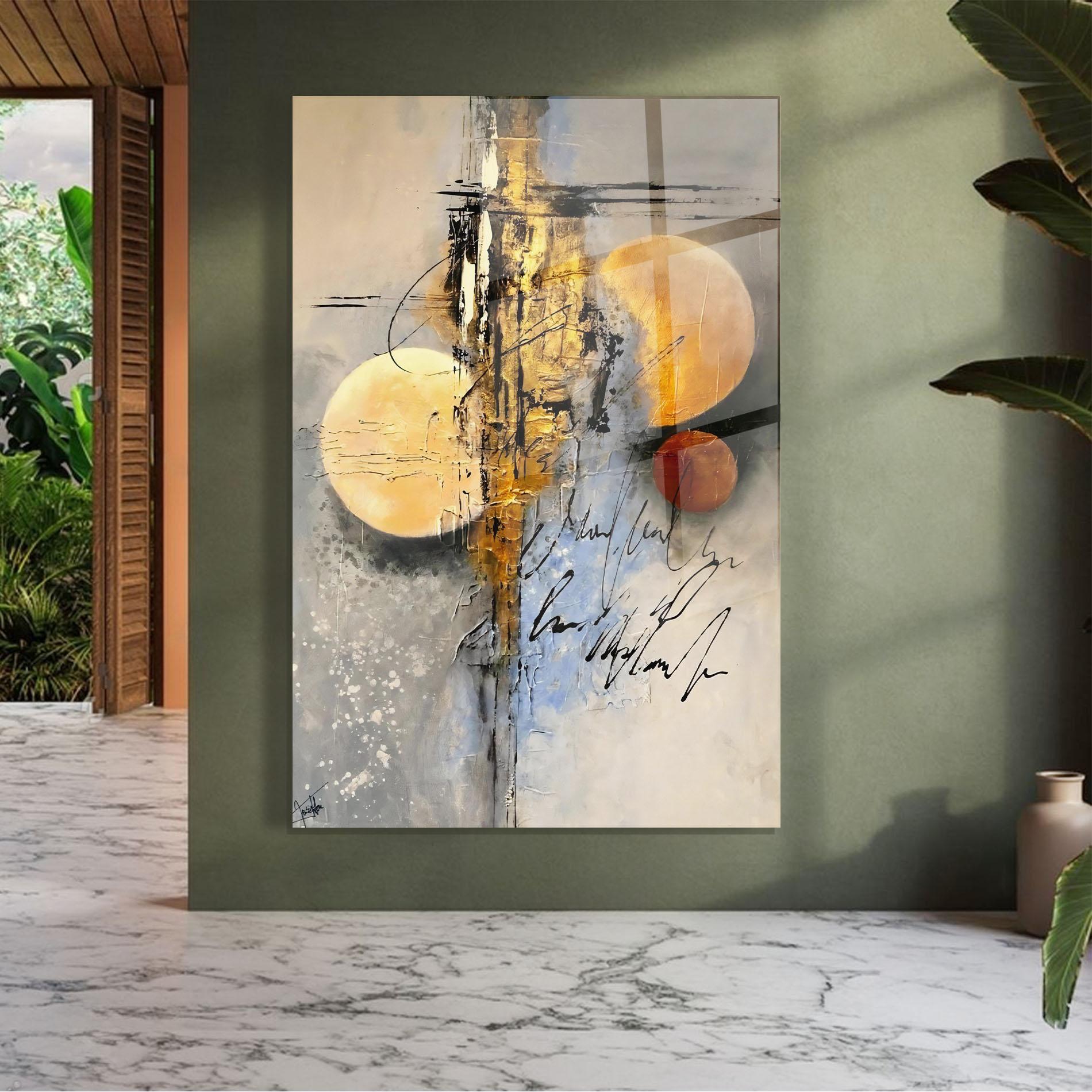 Стъклена картина Abstract Moons mockup 7