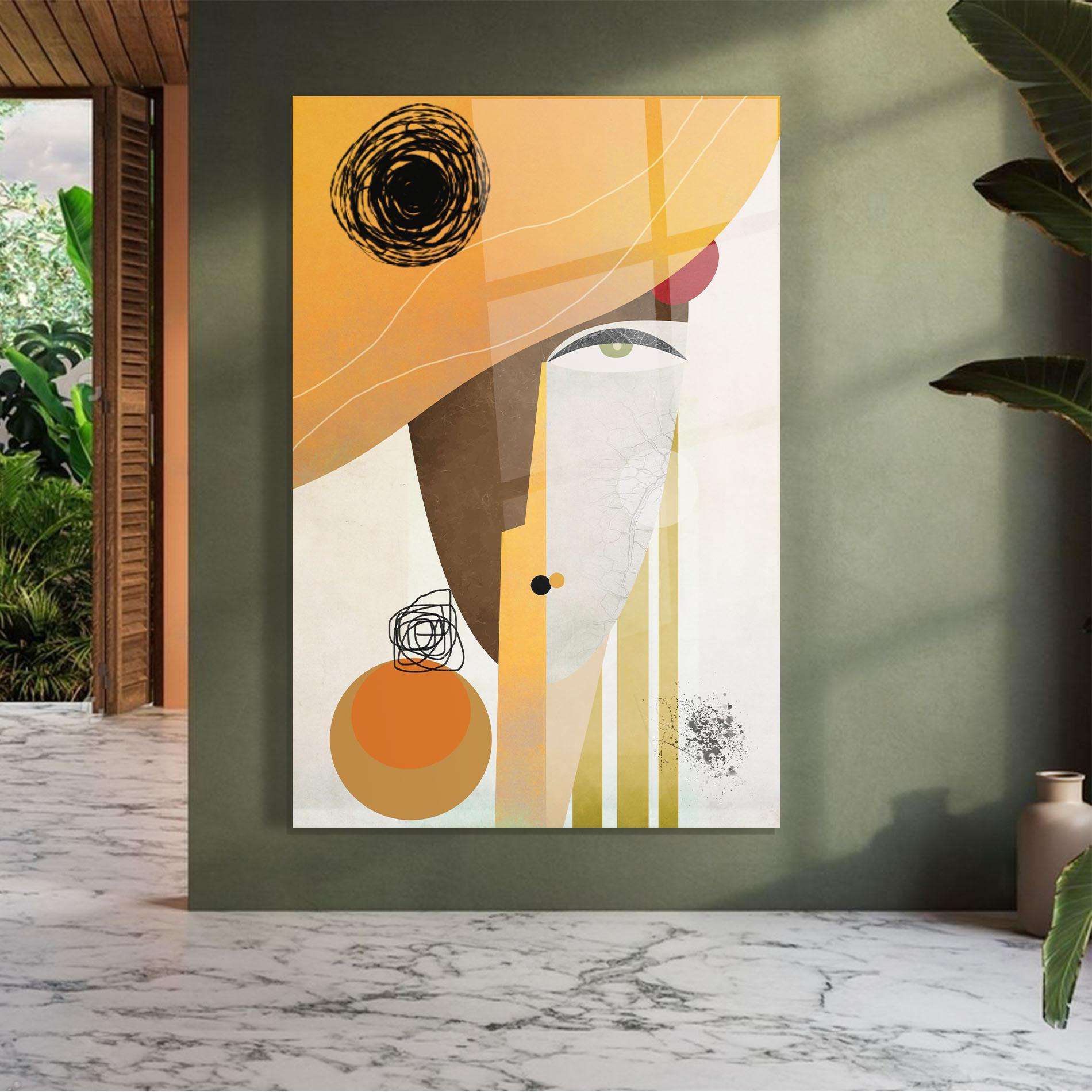 Стъклена картина Abstract Orange Face mockup 7