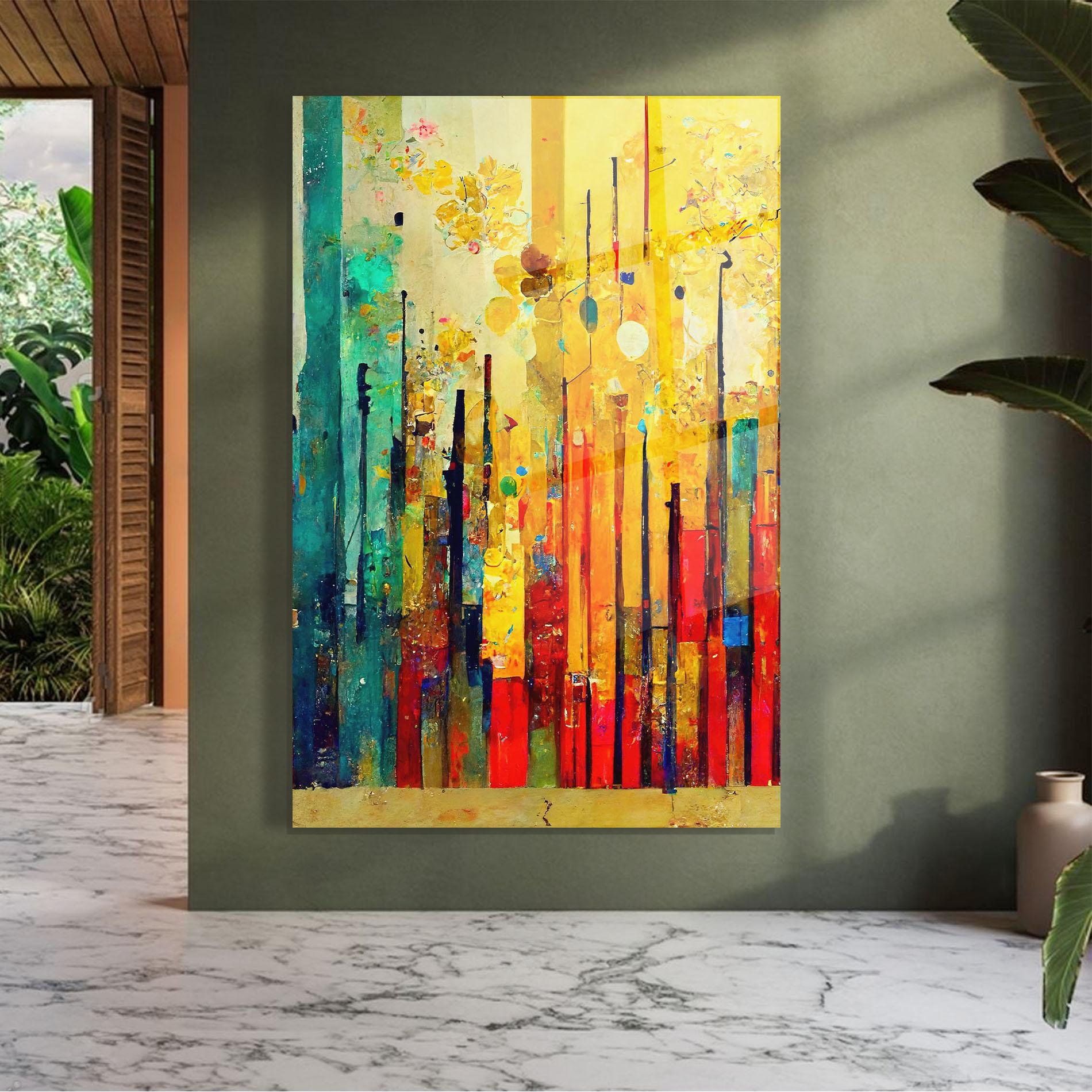 Стъклена картина Black Lines On Yellow Light mockup 7