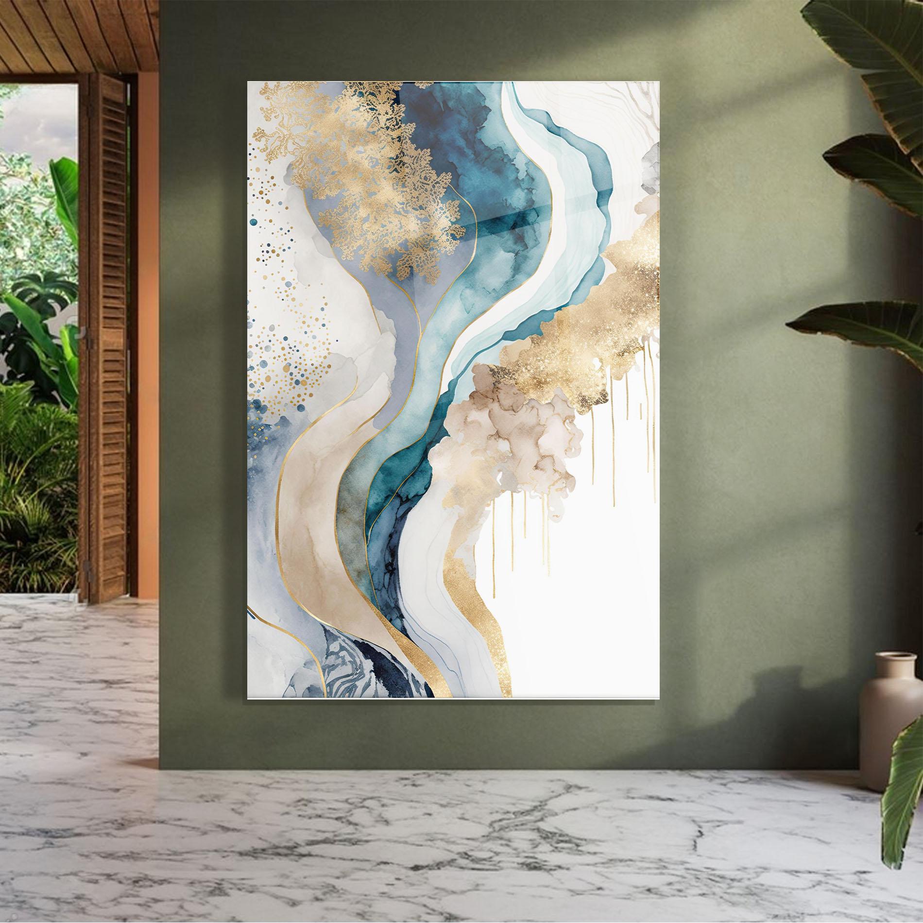 Стъклена картина Light Blue Waves mockup 7