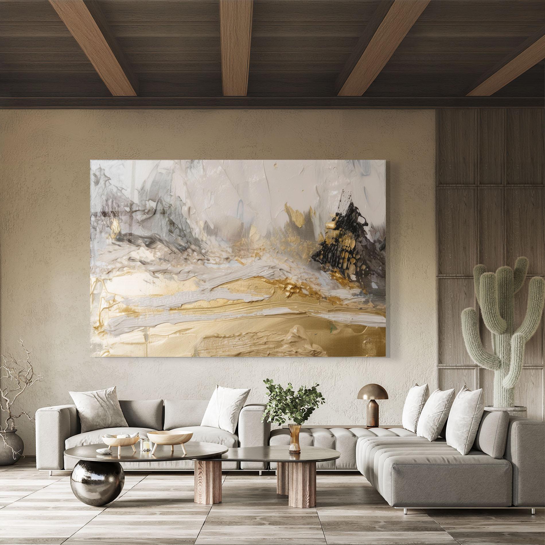 Стъклена картина Abstract White Waves mockup 8