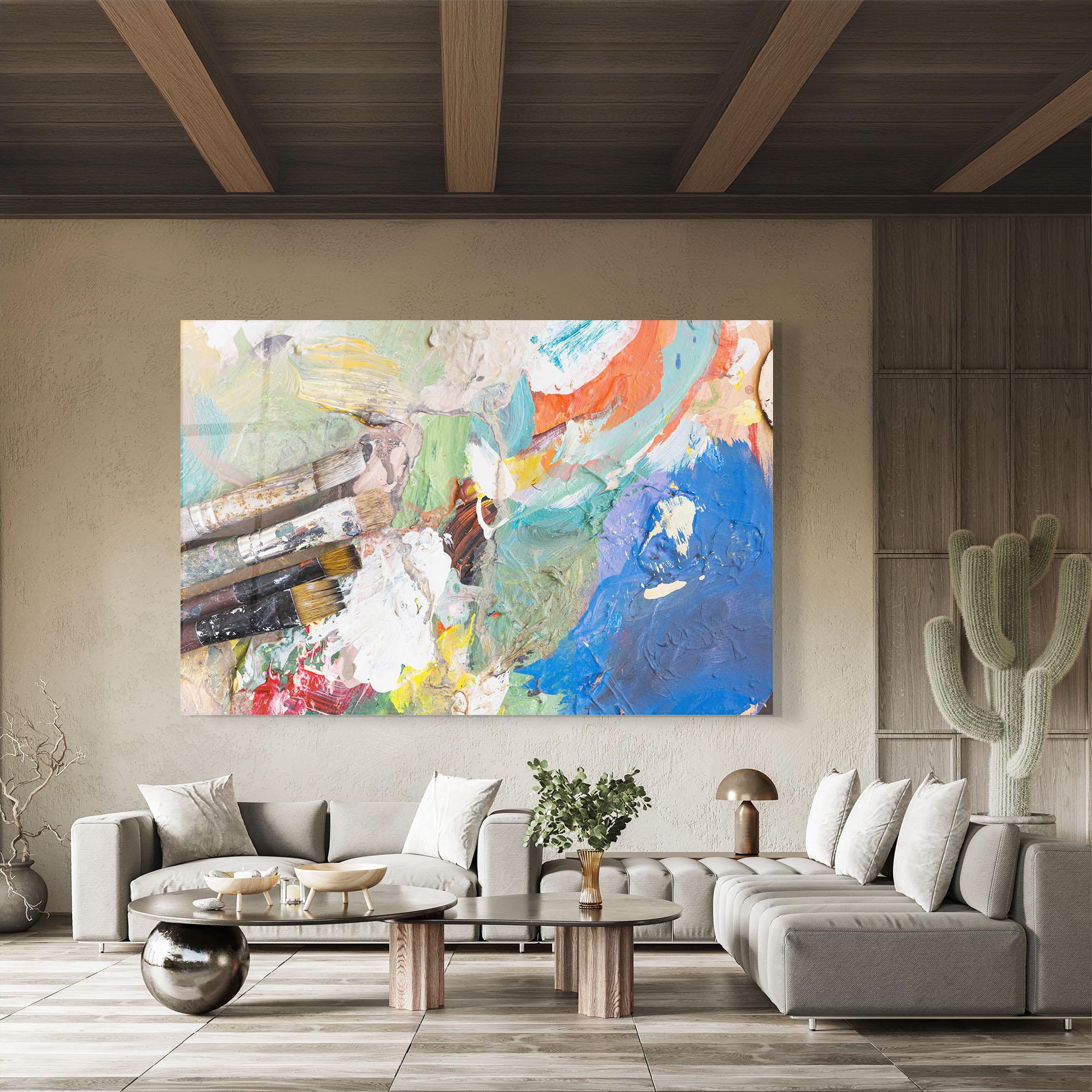 Стъклена картина Messy Paint Brushes mockup 8