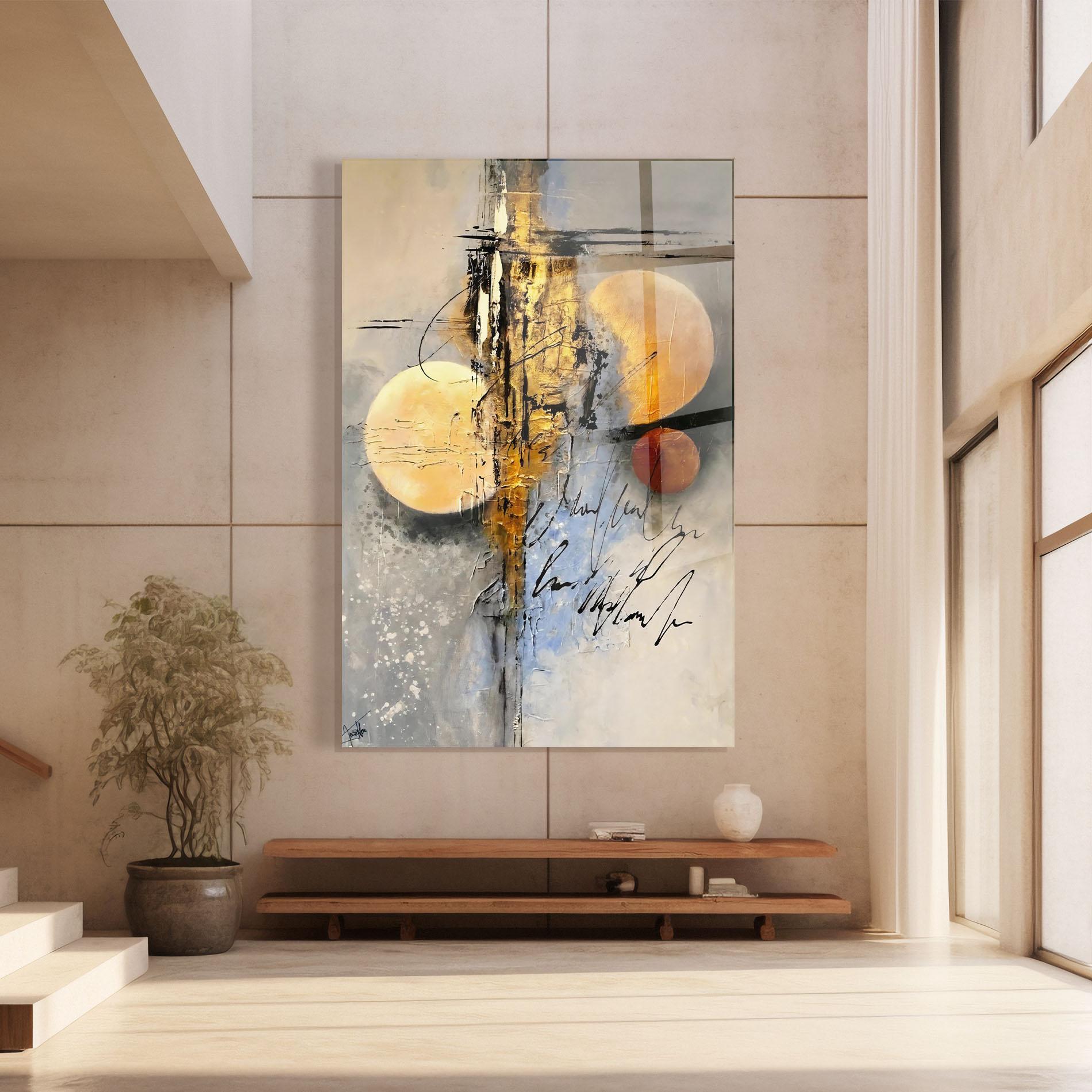 Стъклена картина Abstract Moons mockup 8