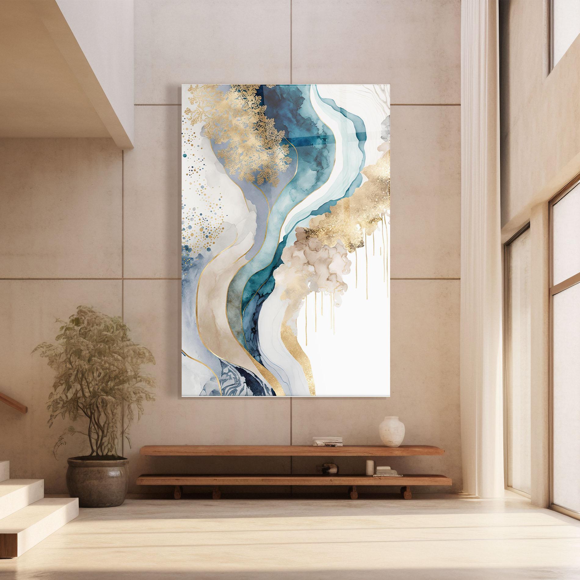 Стъклена картина Light Blue Waves mockup 8