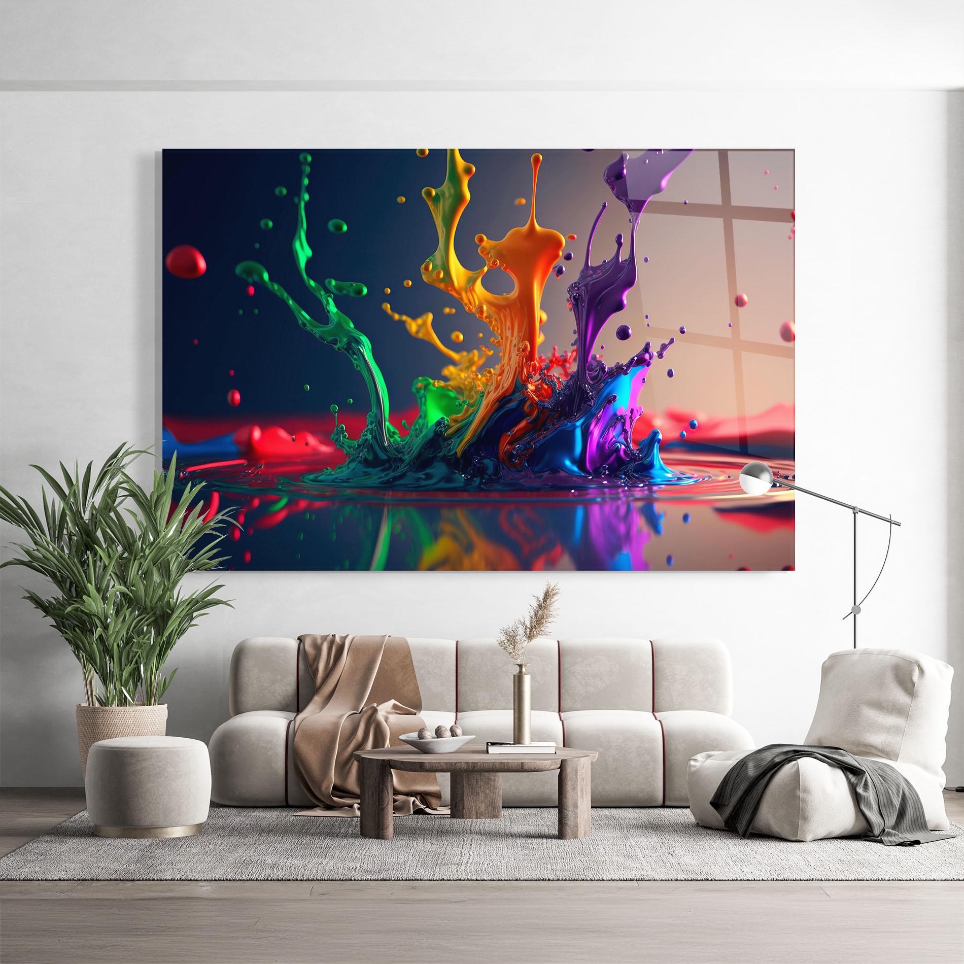 Стъклена картина Green Color Splash mockup 9