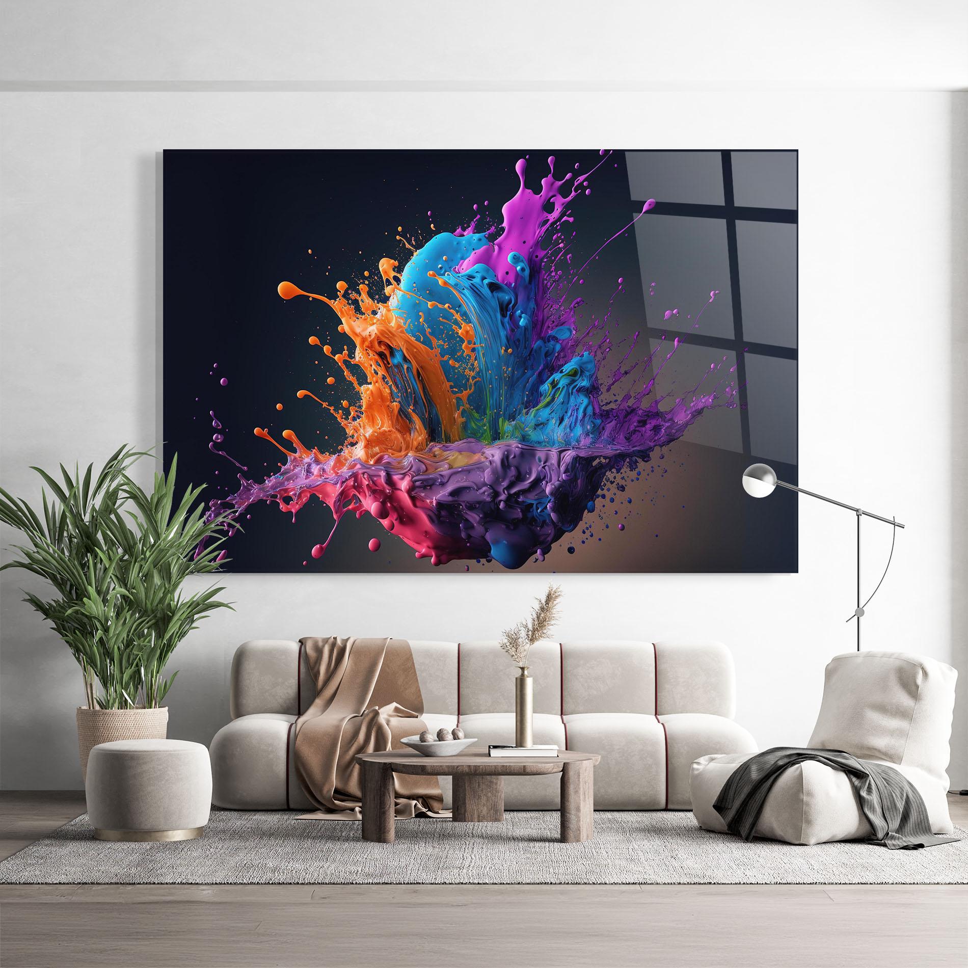 Стъклена картина Orange Paint Splash mockup 9