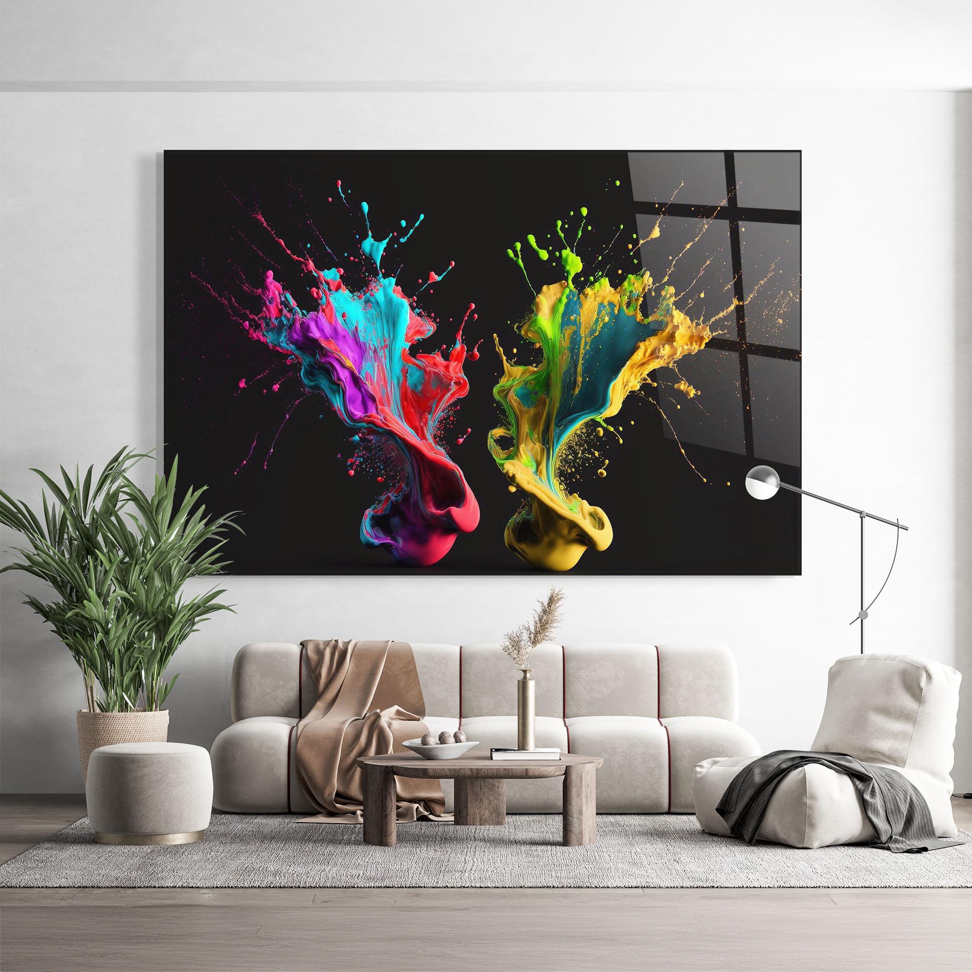 Стъклена картина Yellow Green Splash mockup 9