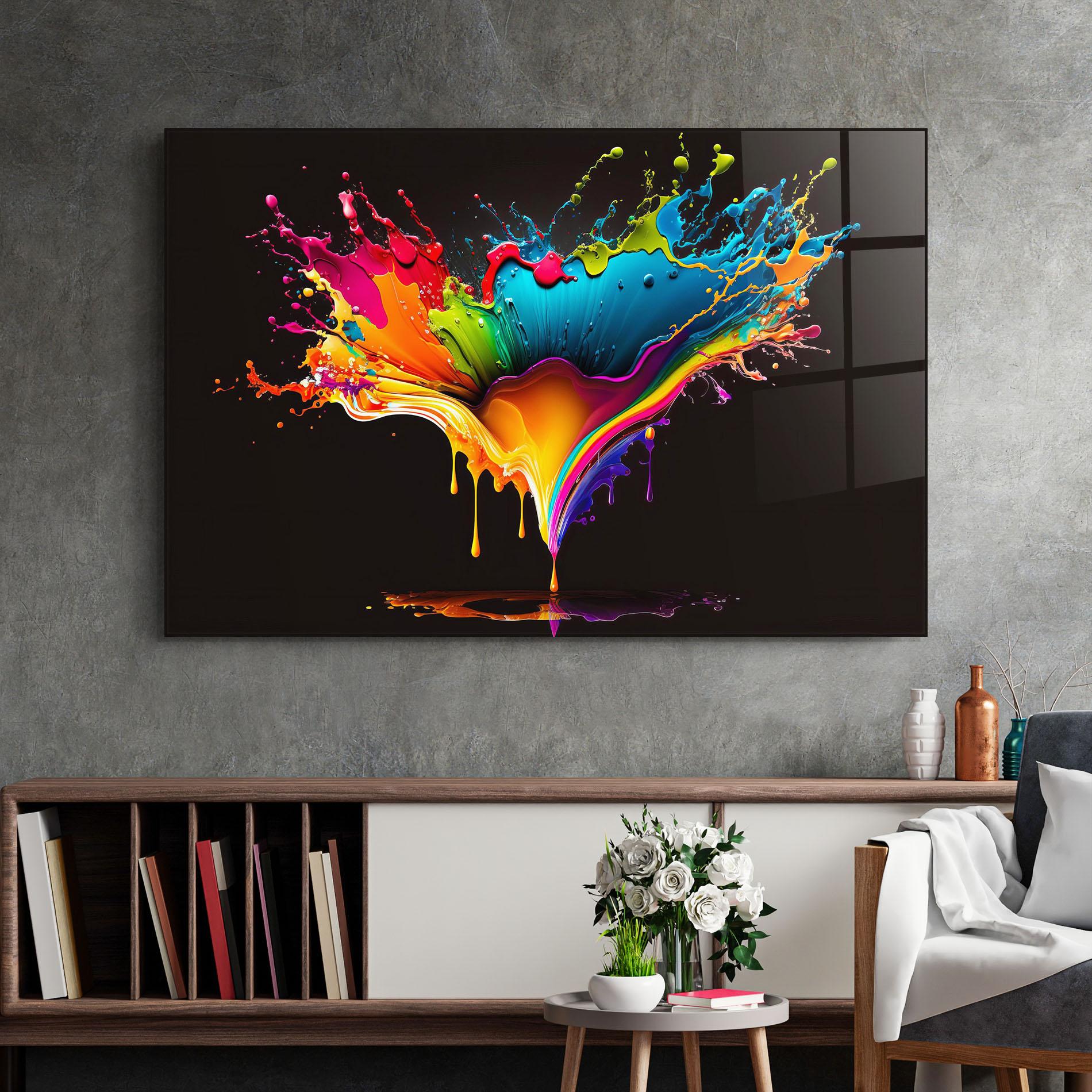 Стъклена картина Colorful Rainbow Splash mockup 2
