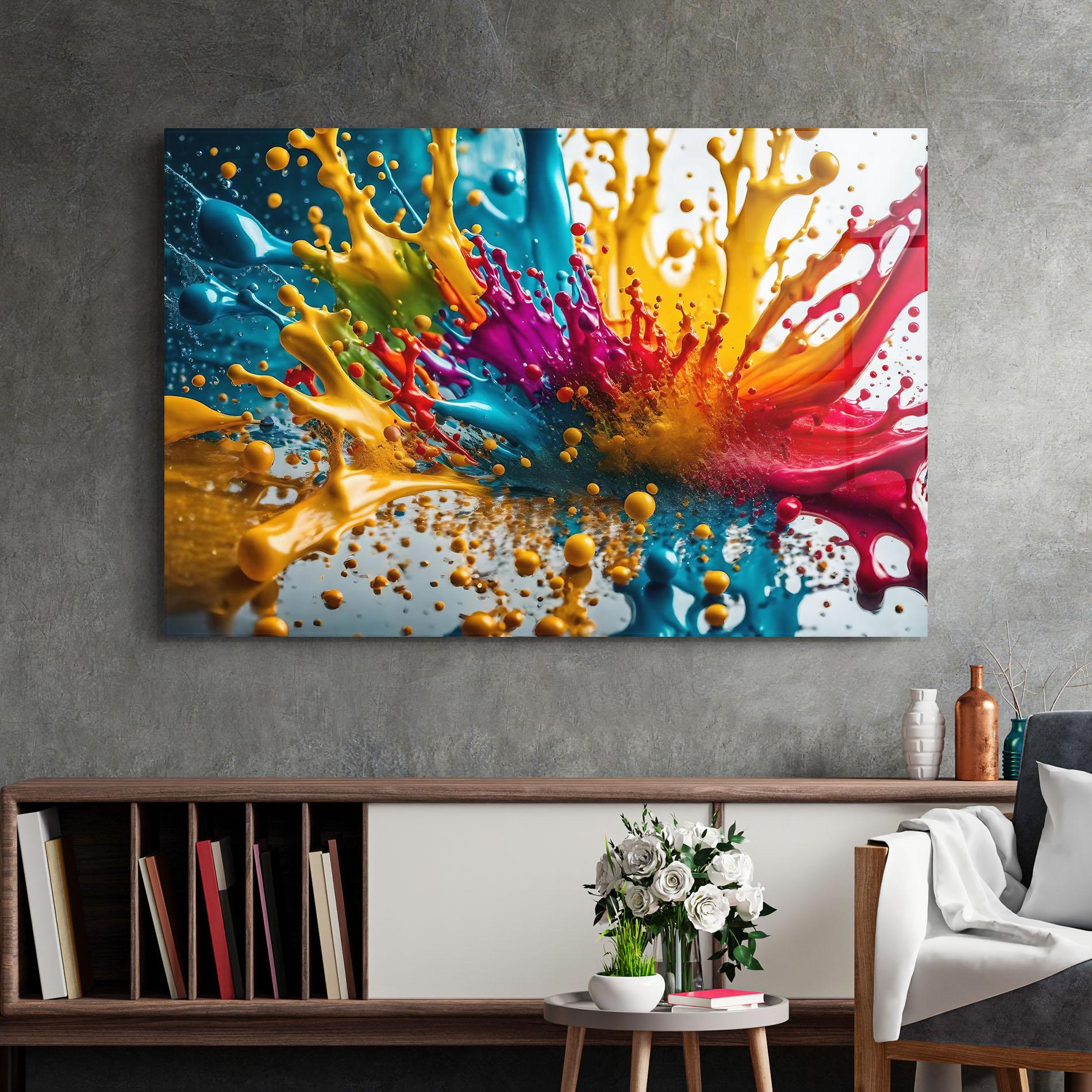 Стъклена картина Colorful Water Splash mockup 2
