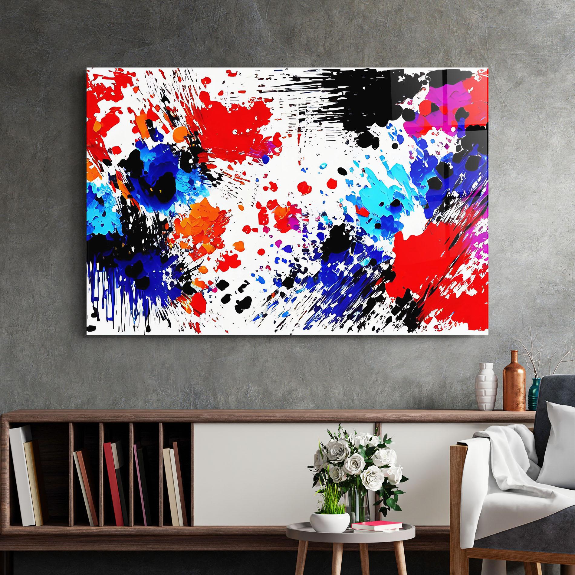 Стъклена картина Oil Red Paint mockup 2