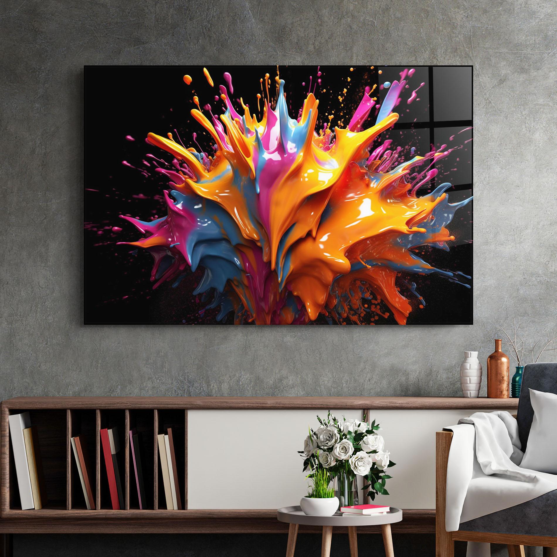 Стъклена картина Yellow Splash mockup 2