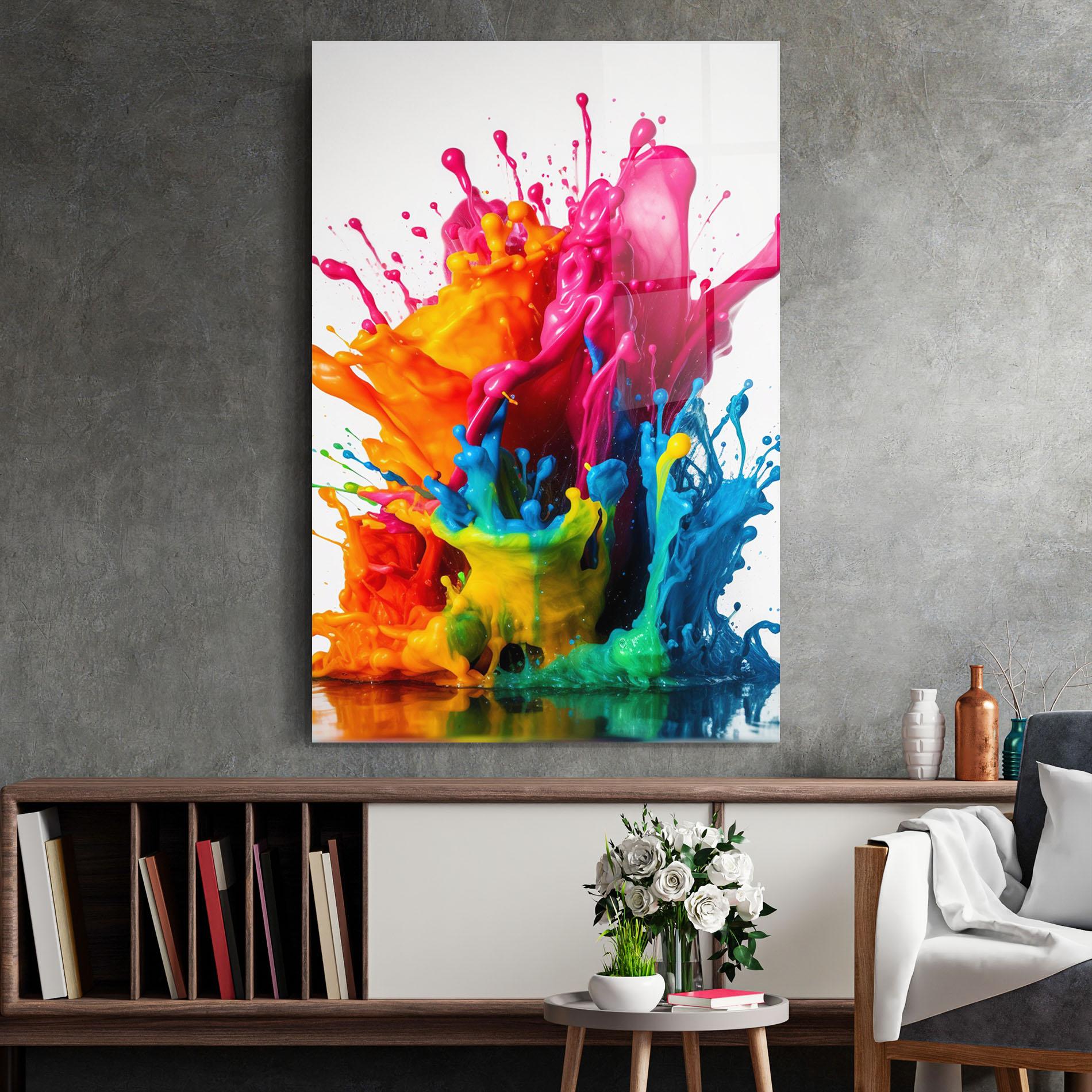 Стъклена картина Colorful Explosion Paint mockup 2