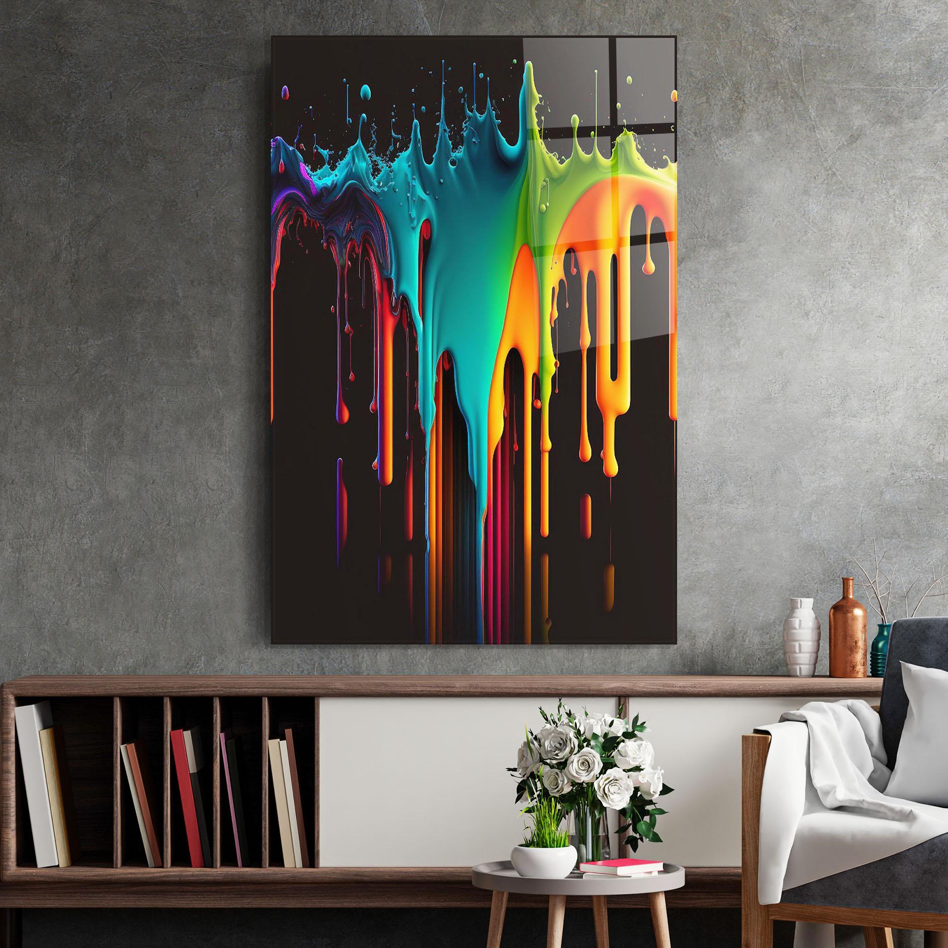 Стъклена картина Rainbow Floating Colors mockup 2