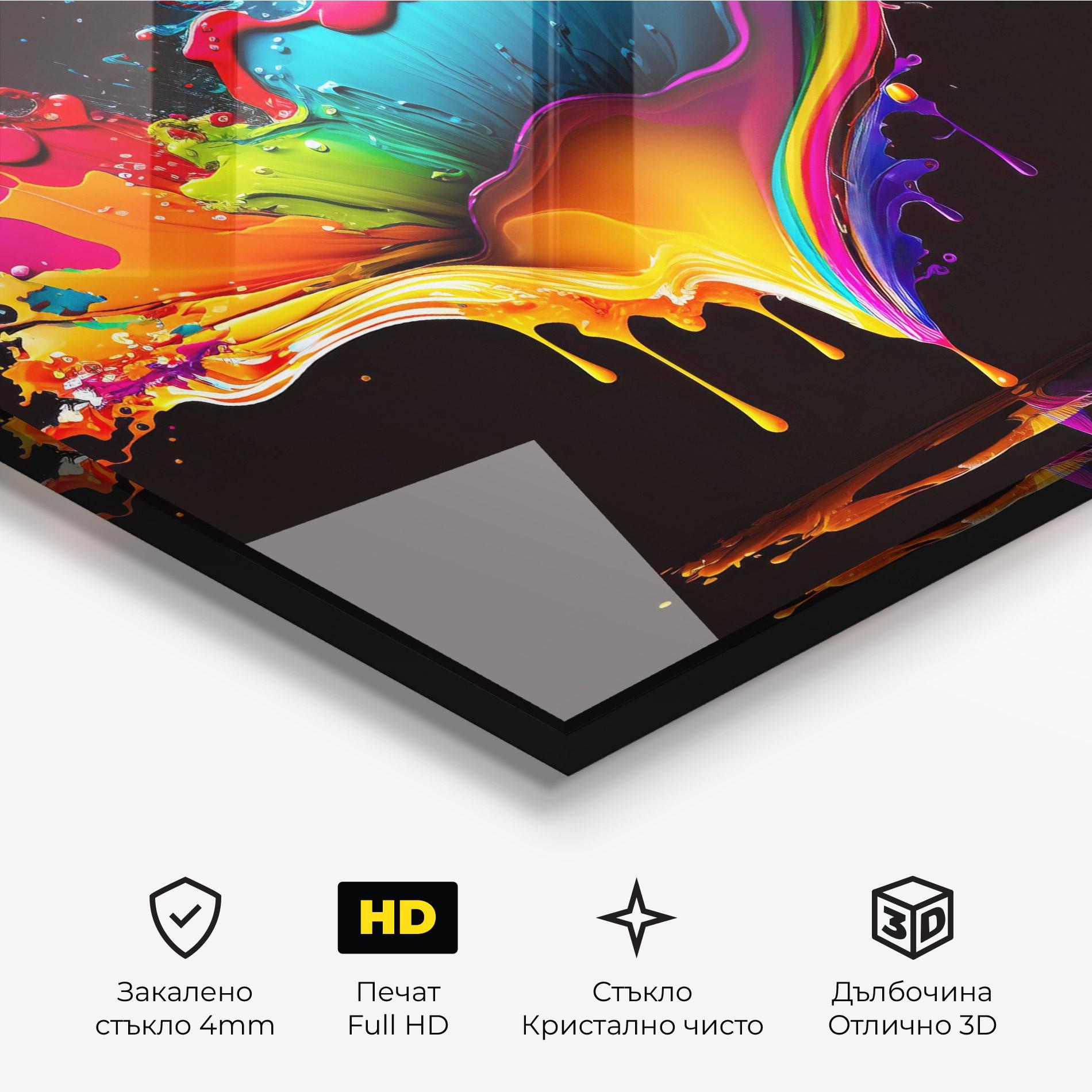 Стъклена картина Colorful Rainbow Splash mockup 3