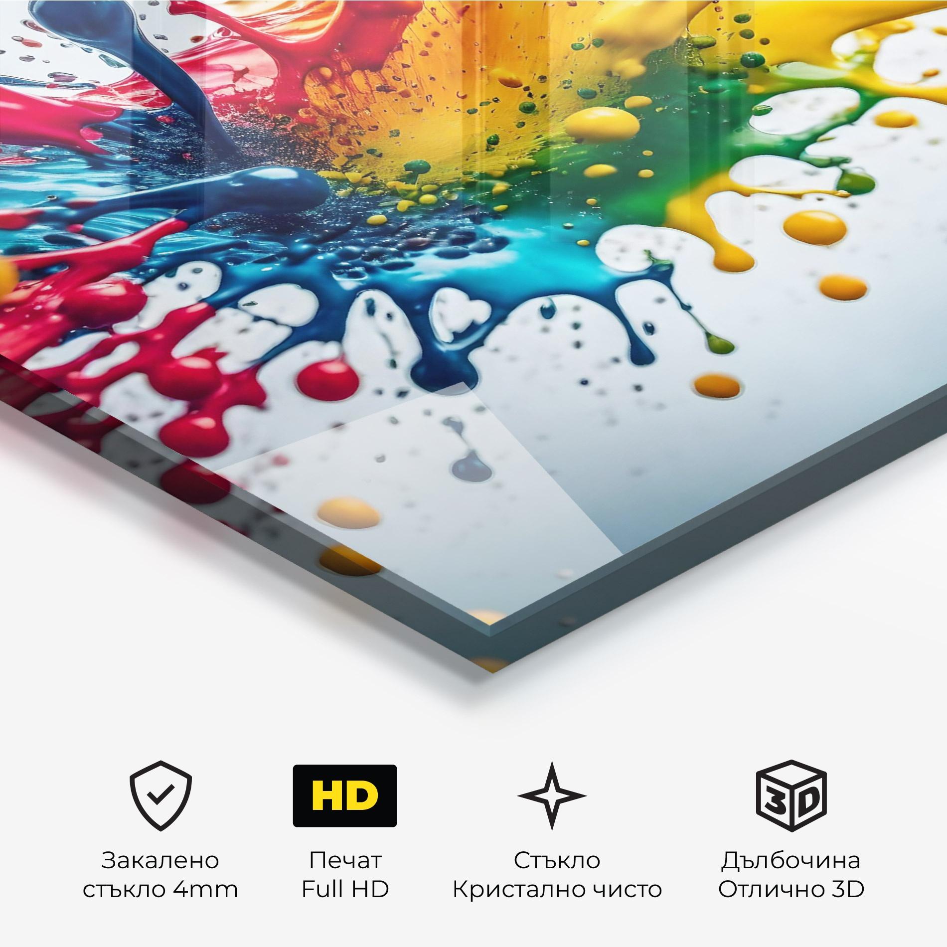 Стъклена картина Colorful Splash Rainbow mockup 3
