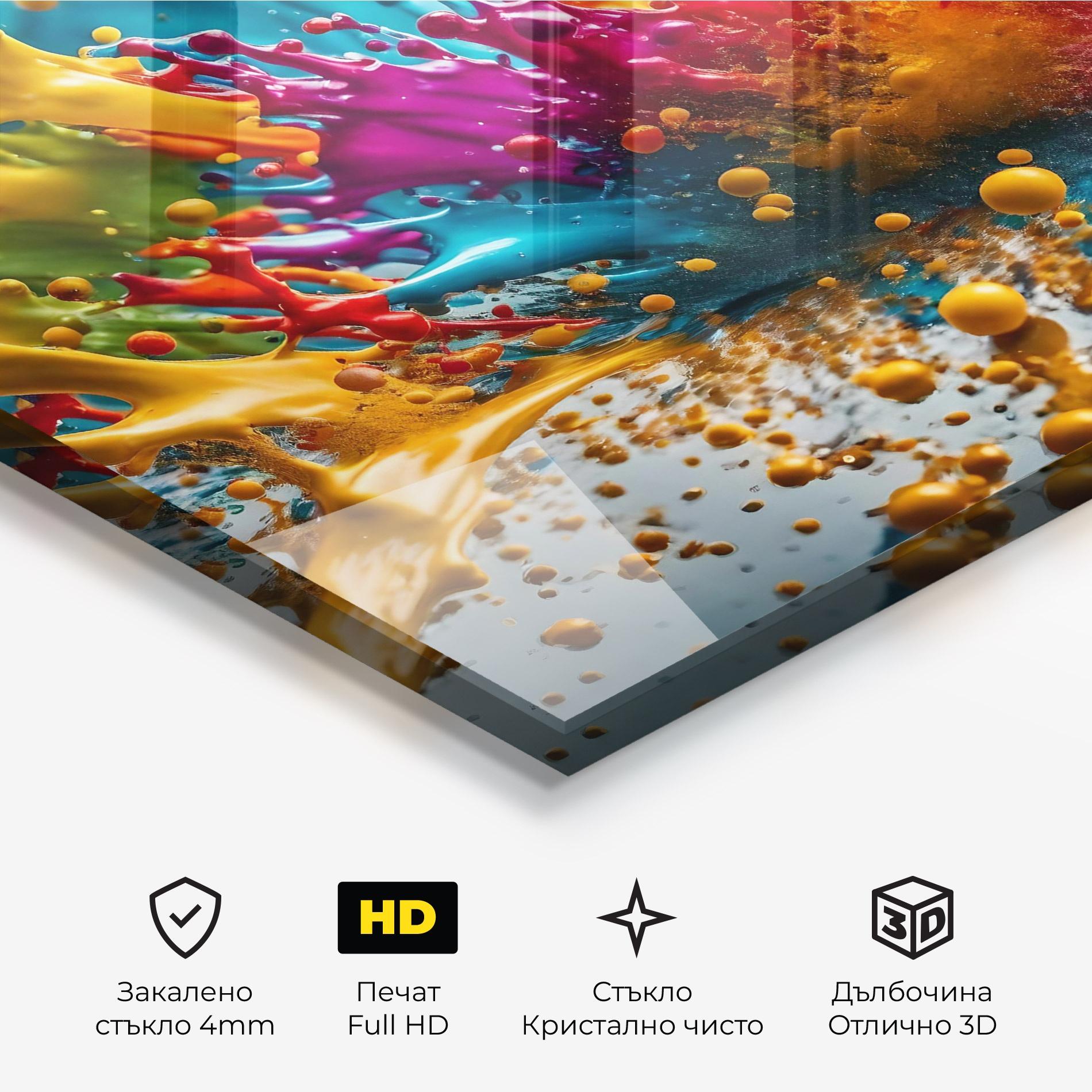 Стъклена картина Colorful Water Splash mockup 3