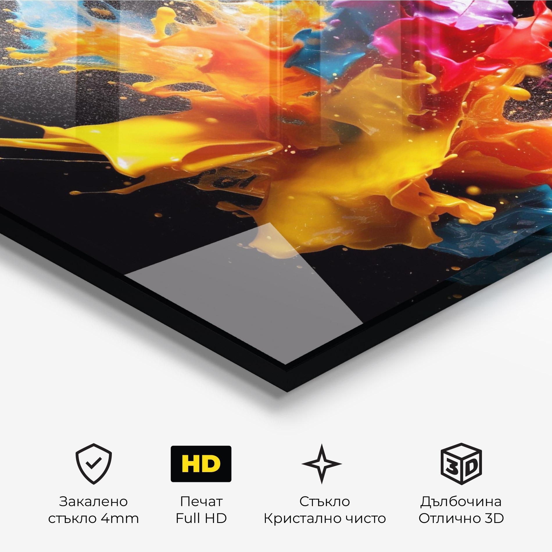 Стъклена картина Colors Splashing mockup 3