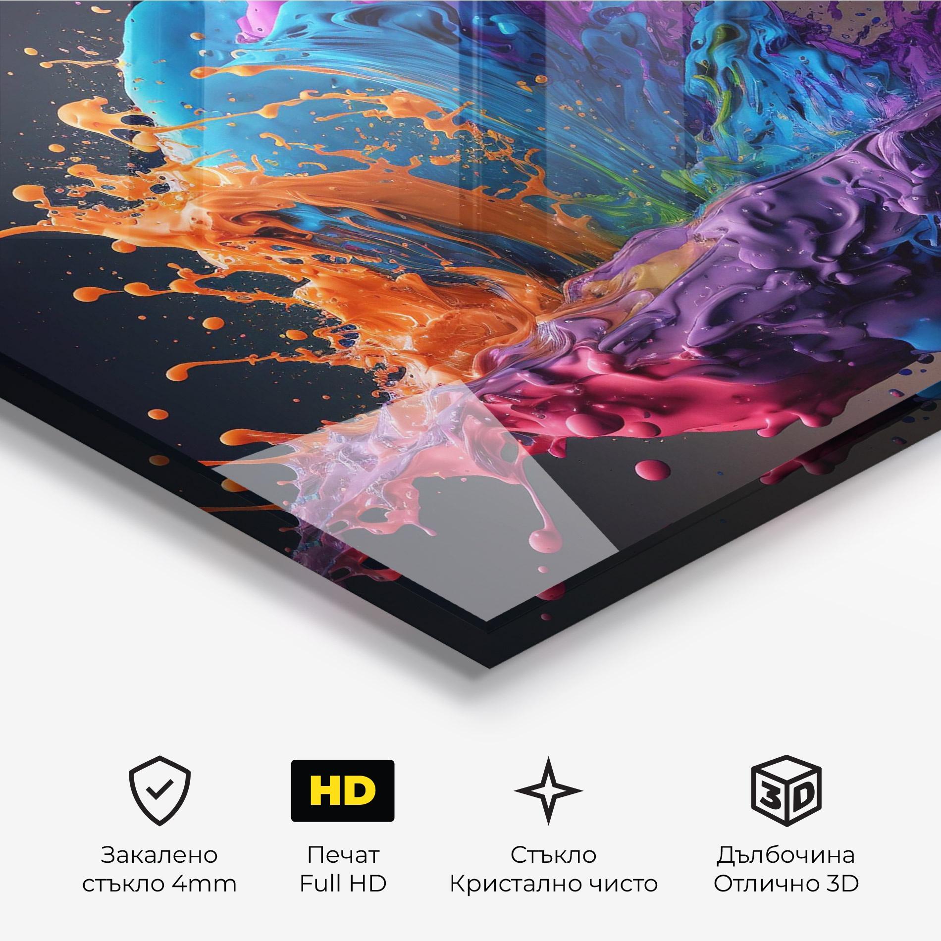 Стъклена картина Orange Paint Splash mockup 3