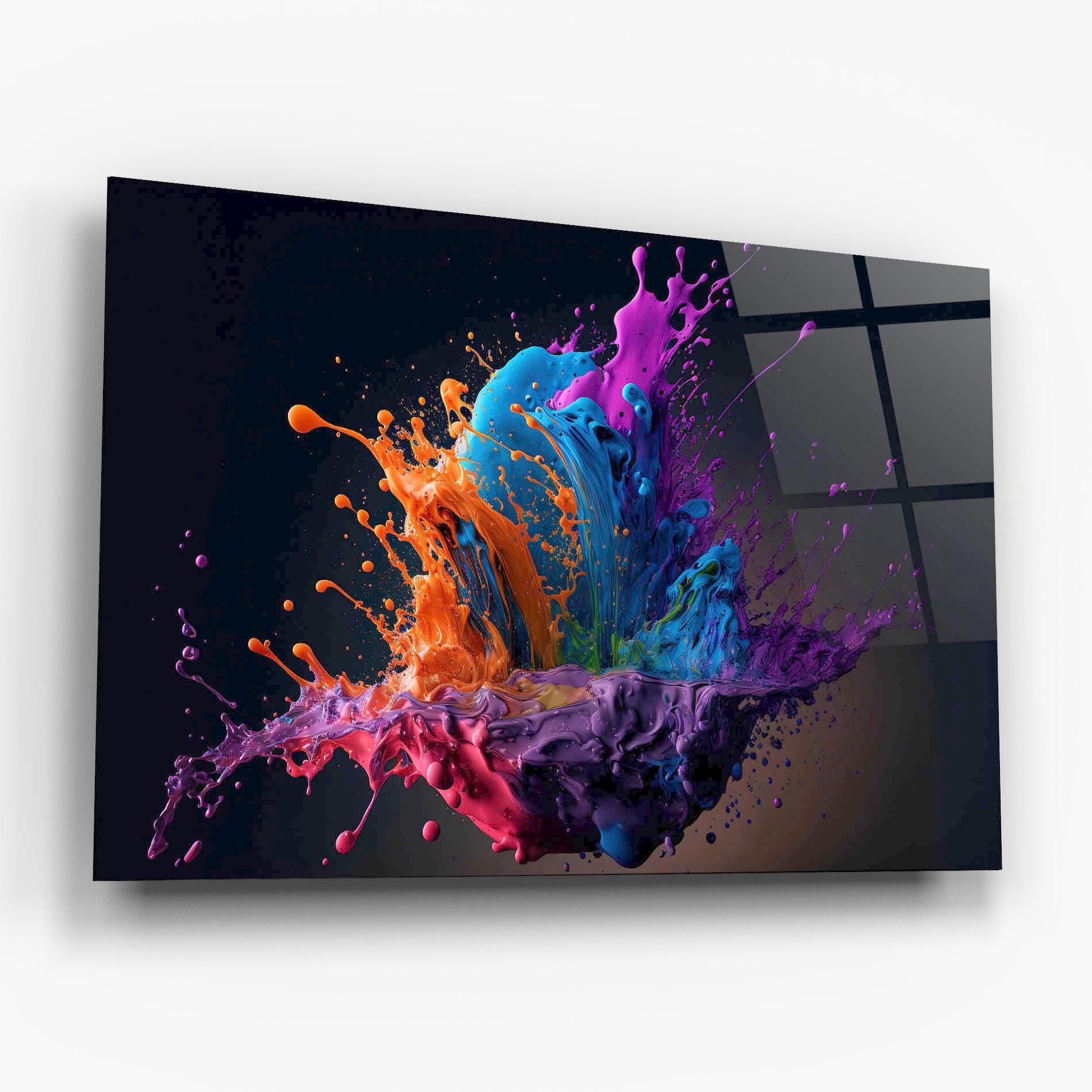 Стъклена картина Orange Paint Splash mockup 6