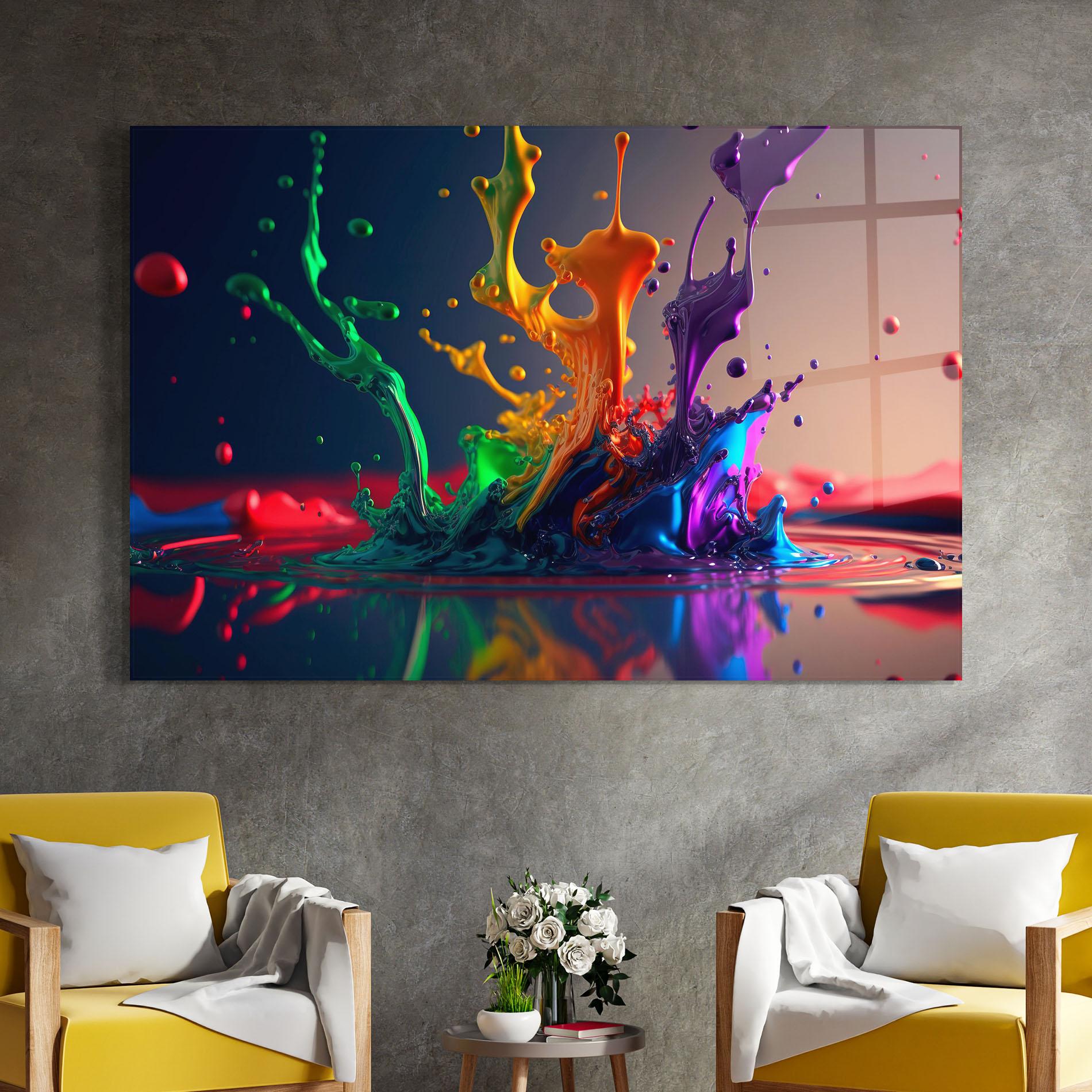 Стъклена картина Green Color Splash mockup 4