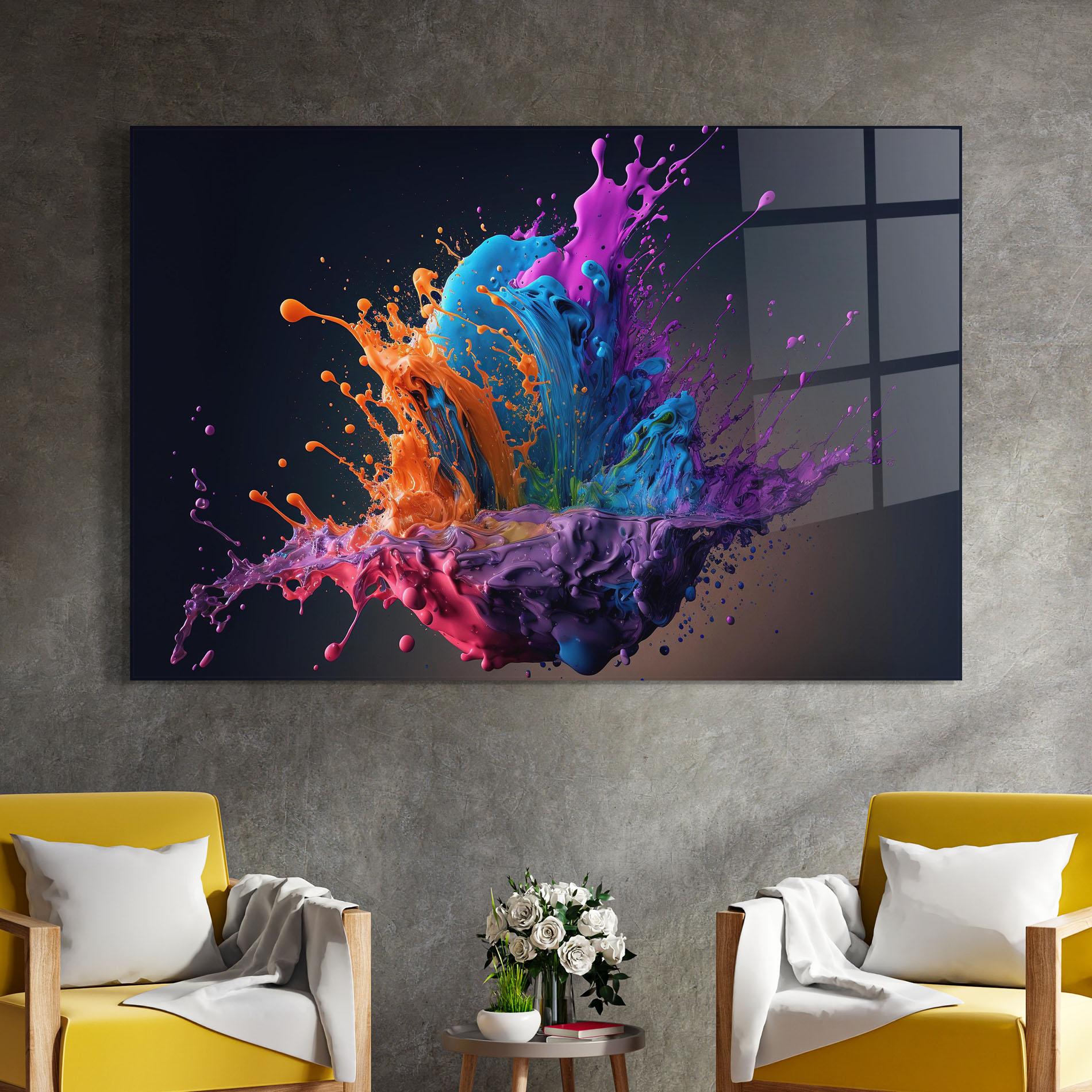 Стъклена картина Orange Paint Splash mockup 4