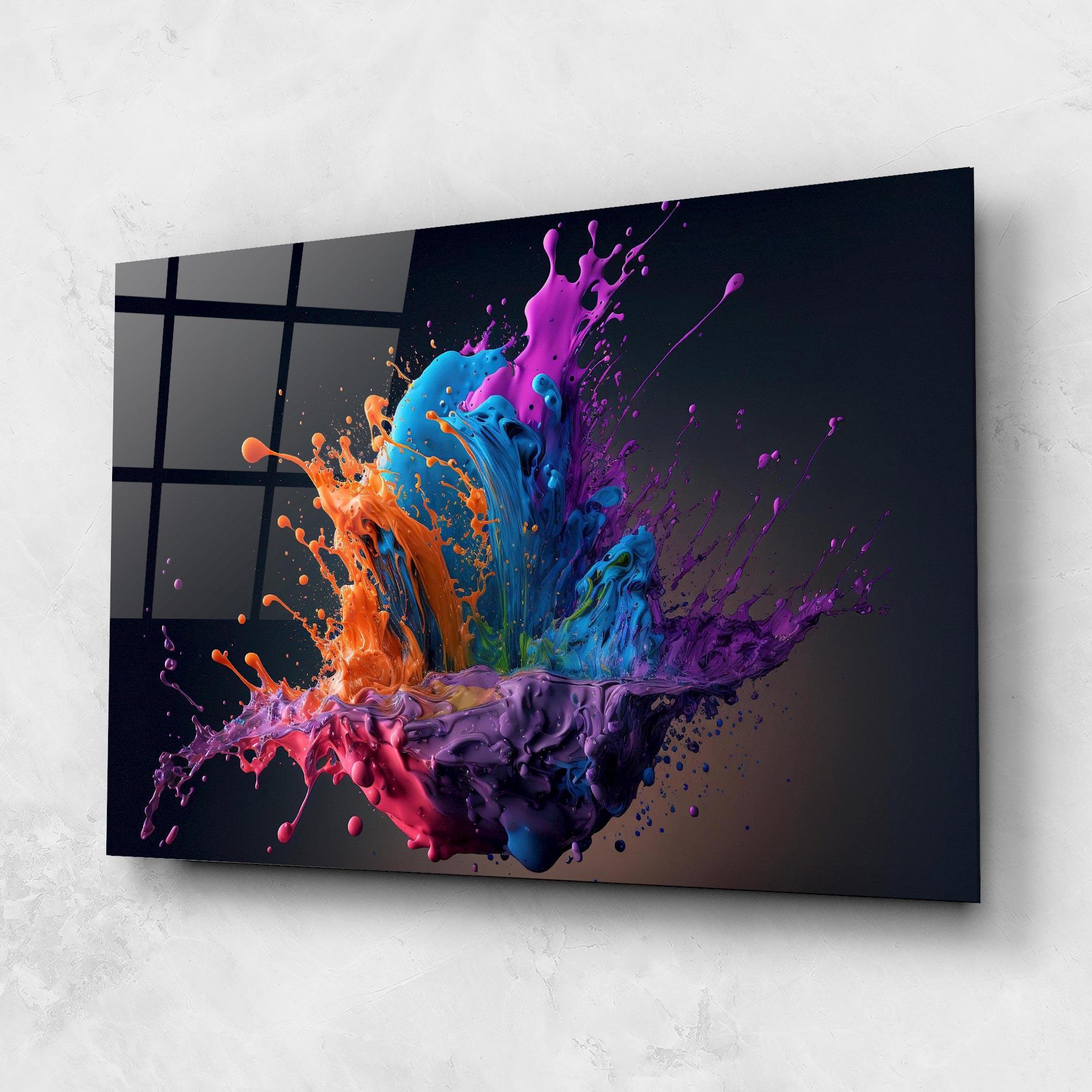 Стъклена картина Orange Paint Splash mockup 1