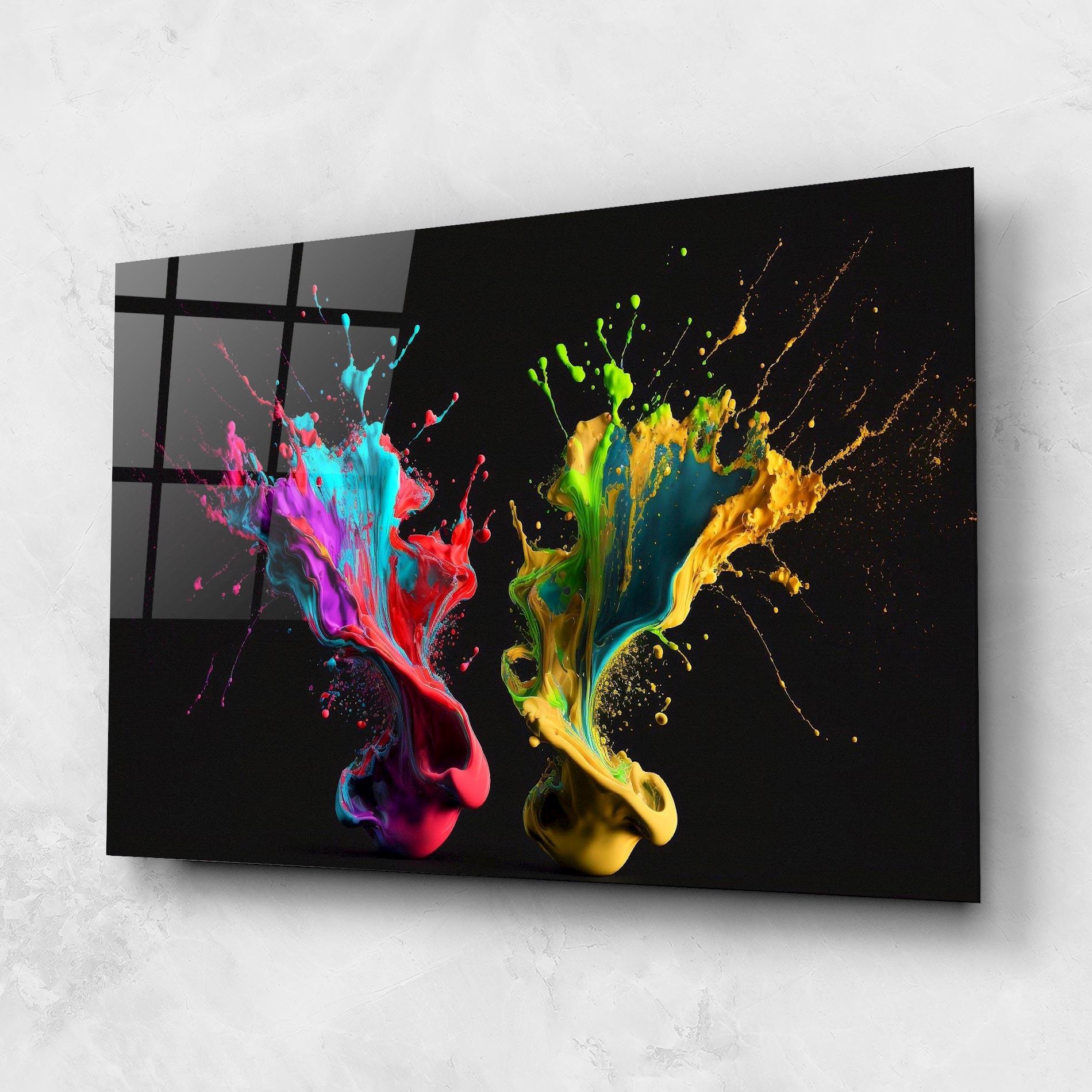 Стъклена картина Yellow Green Splash mockup 1