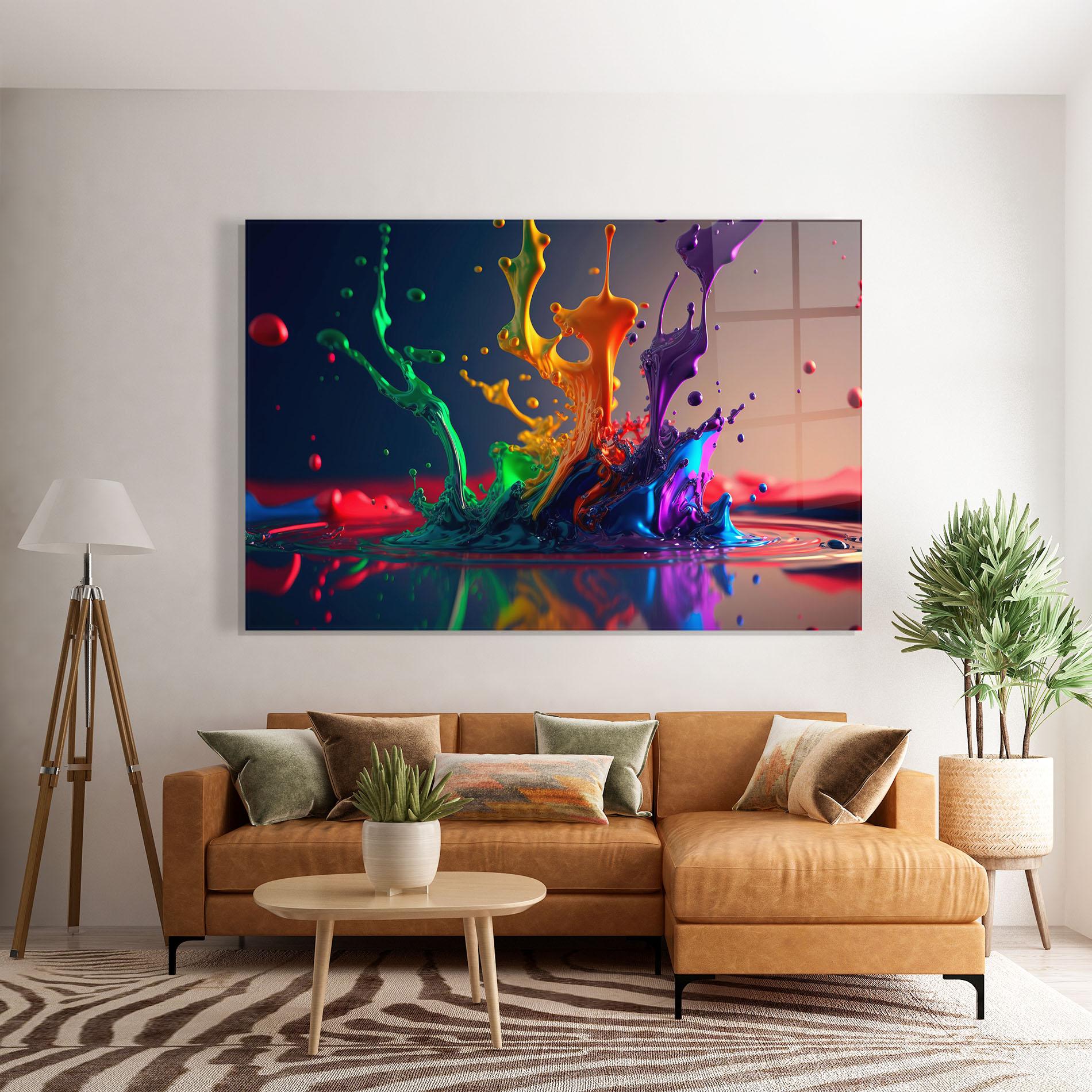 Стъклена картина Green Color Splash mockup 7