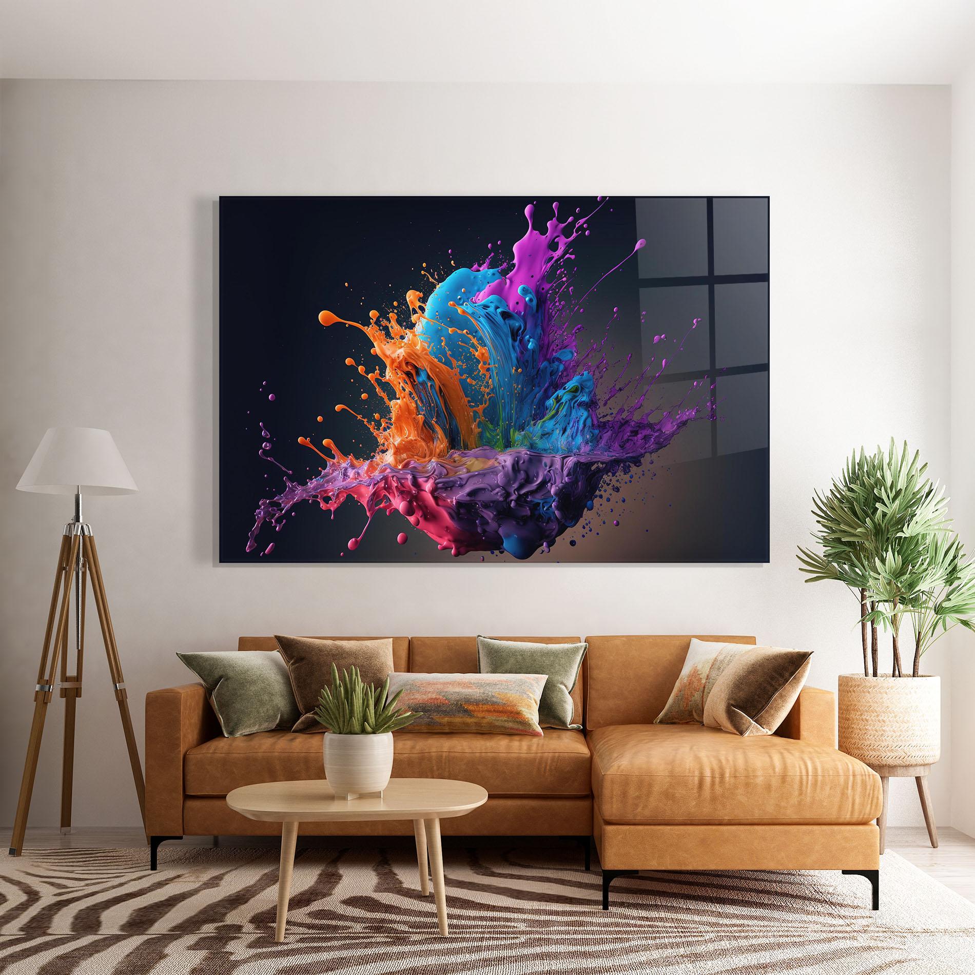 Стъклена картина Orange Paint Splash mockup 7