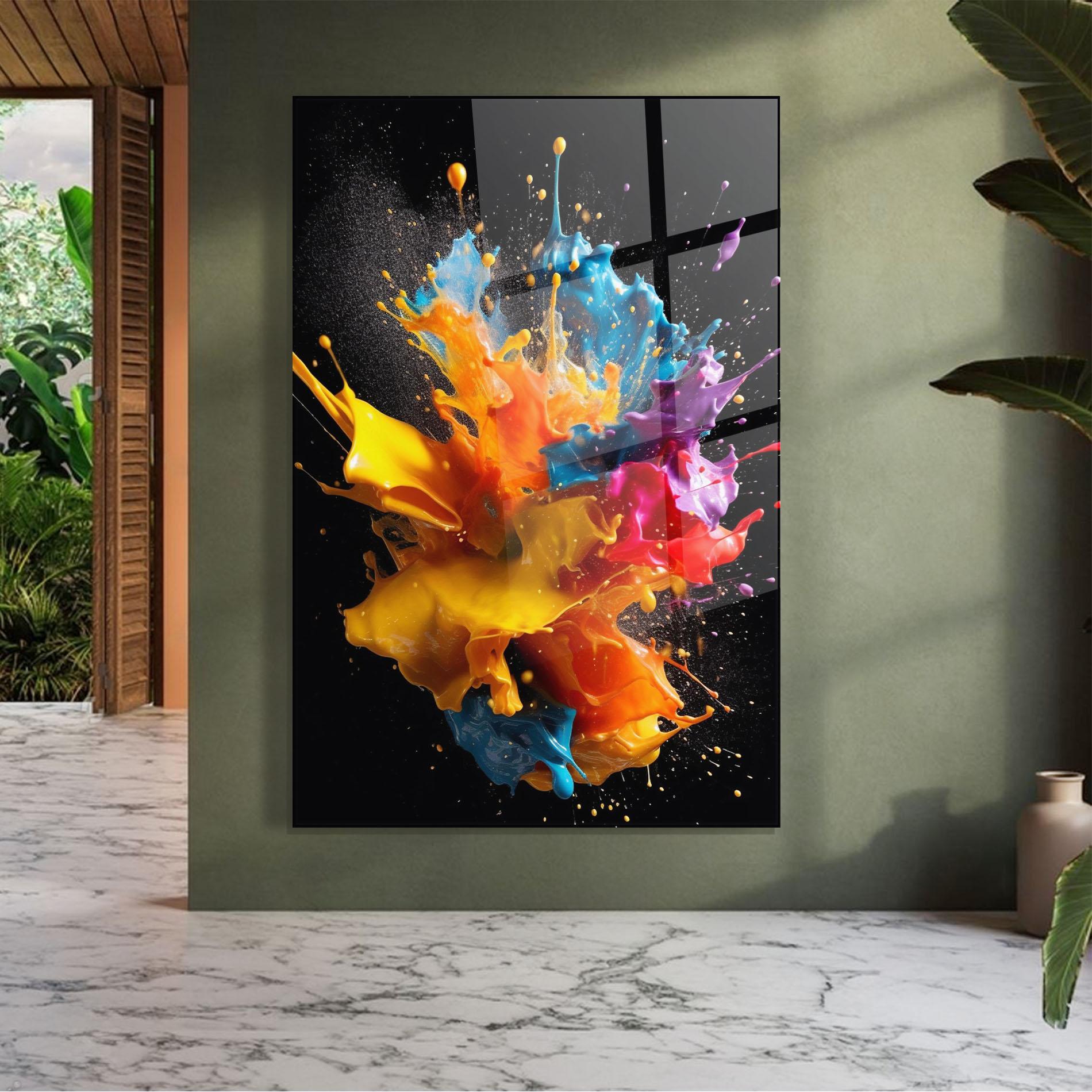 Стъклена картина Colors Splashing mockup 7