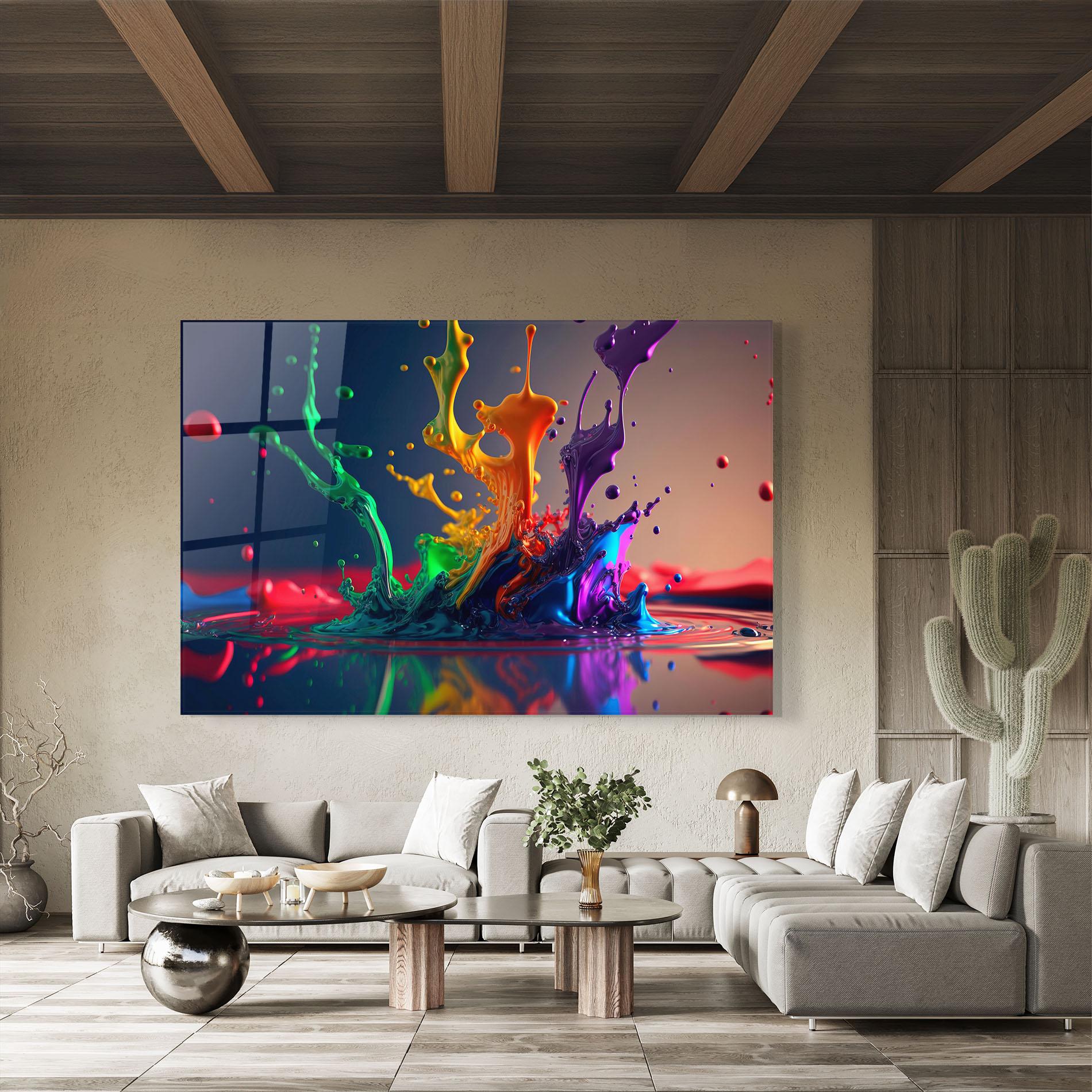 Стъклена картина Green Color Splash mockup 8