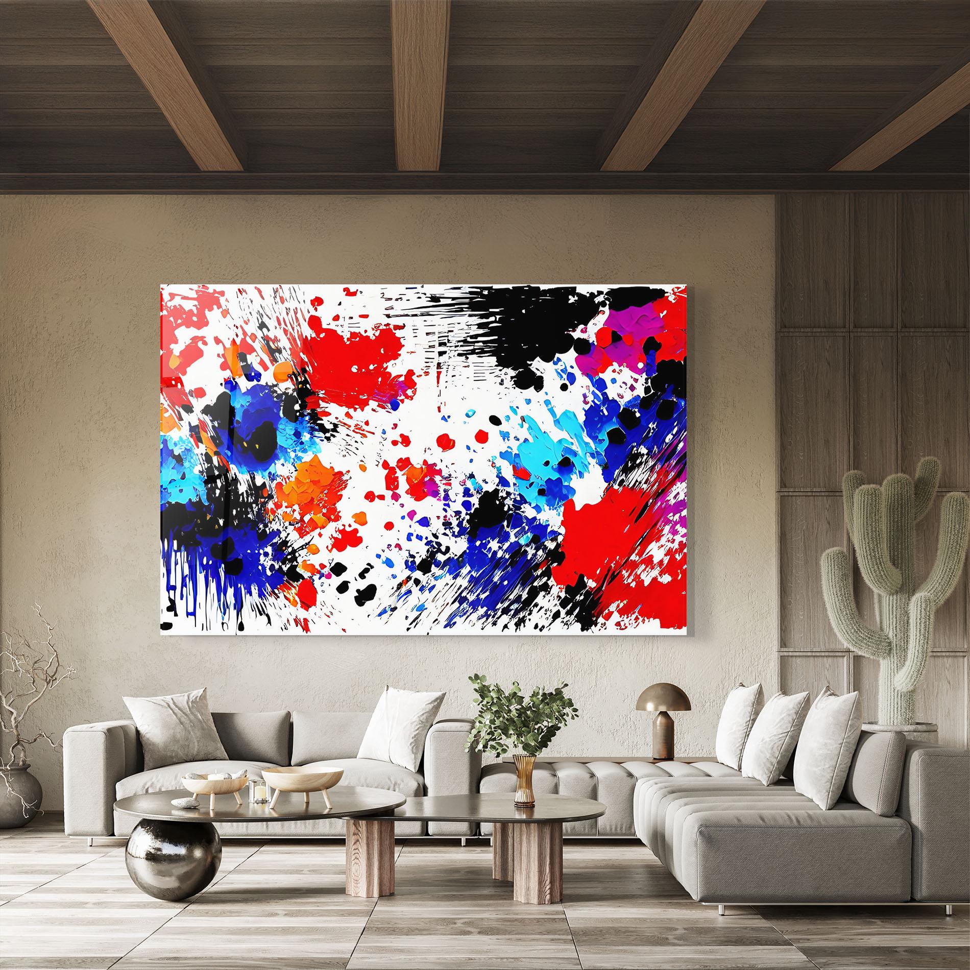 Стъклена картина Oil Red Paint mockup 8