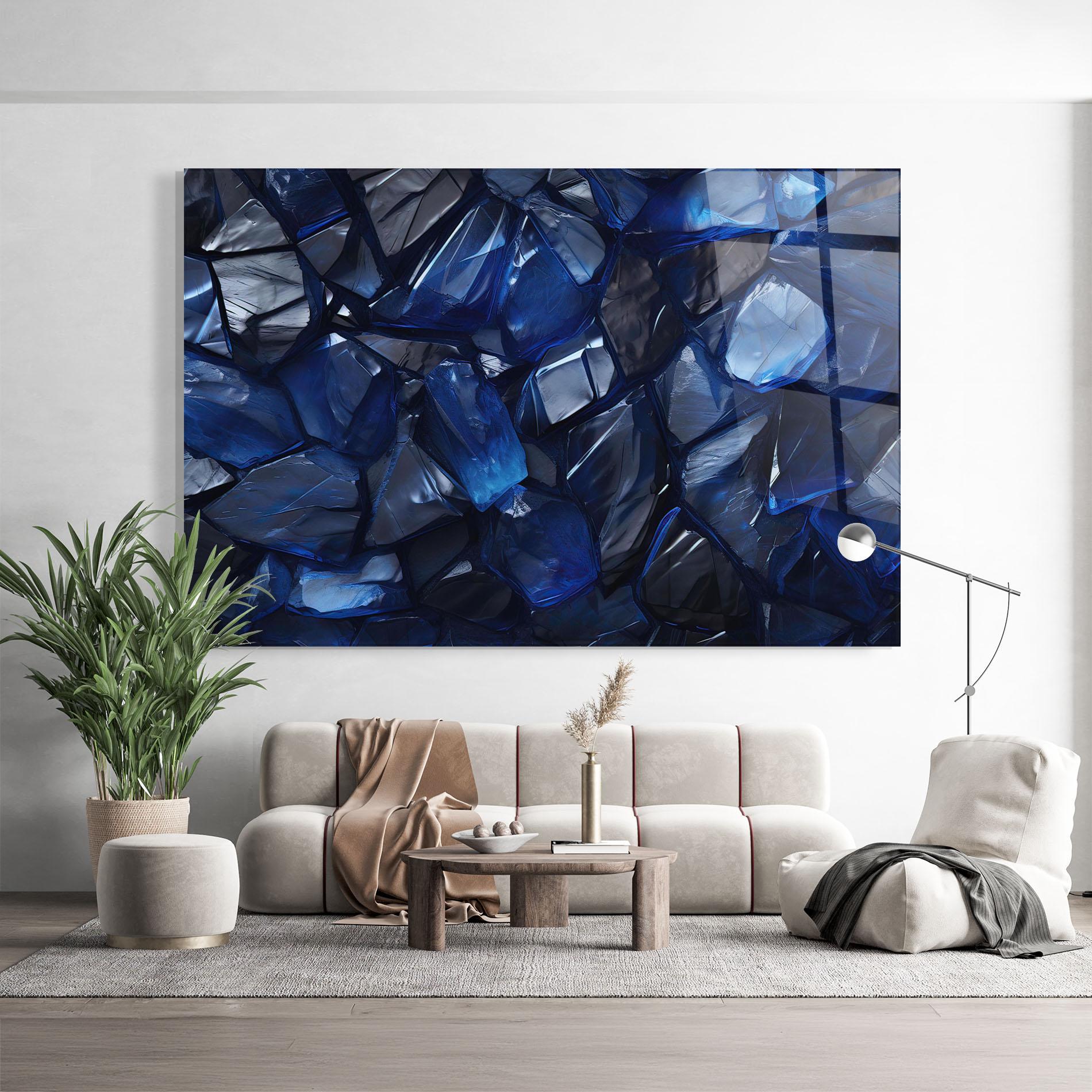 Стъклена картина Blue Crystal Shape mockup 9