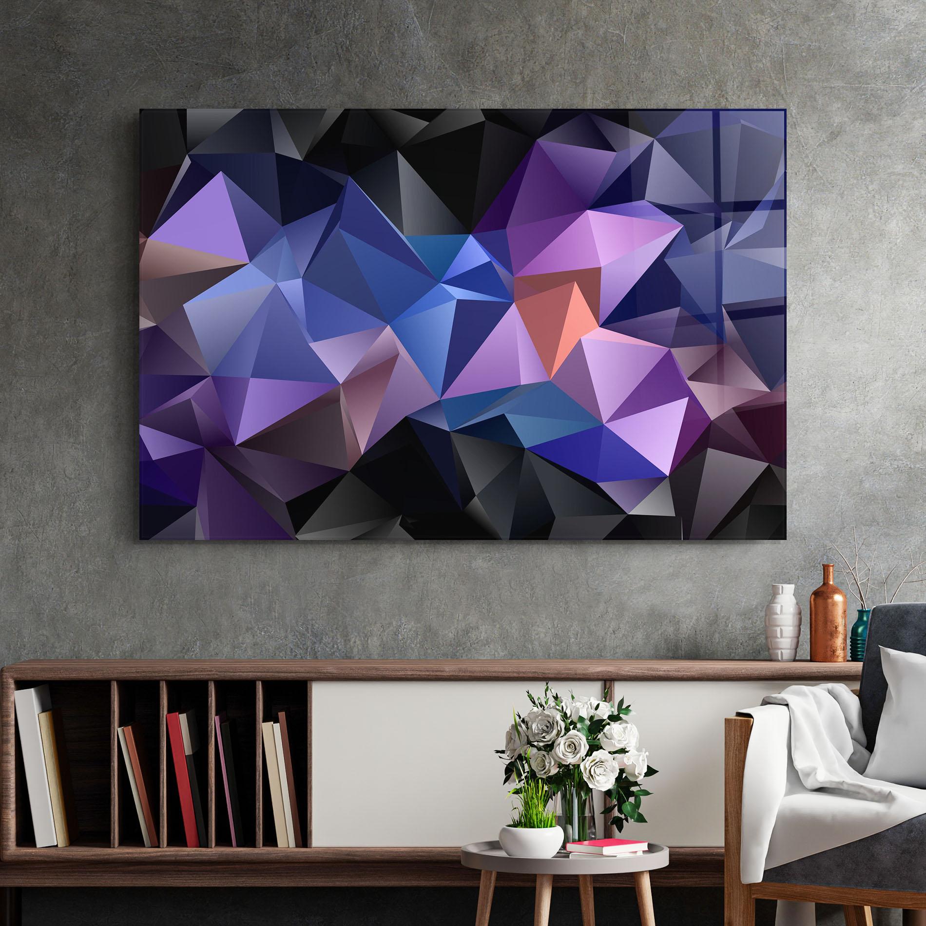 Стъклена картина Black Purple Triangle mockup 2