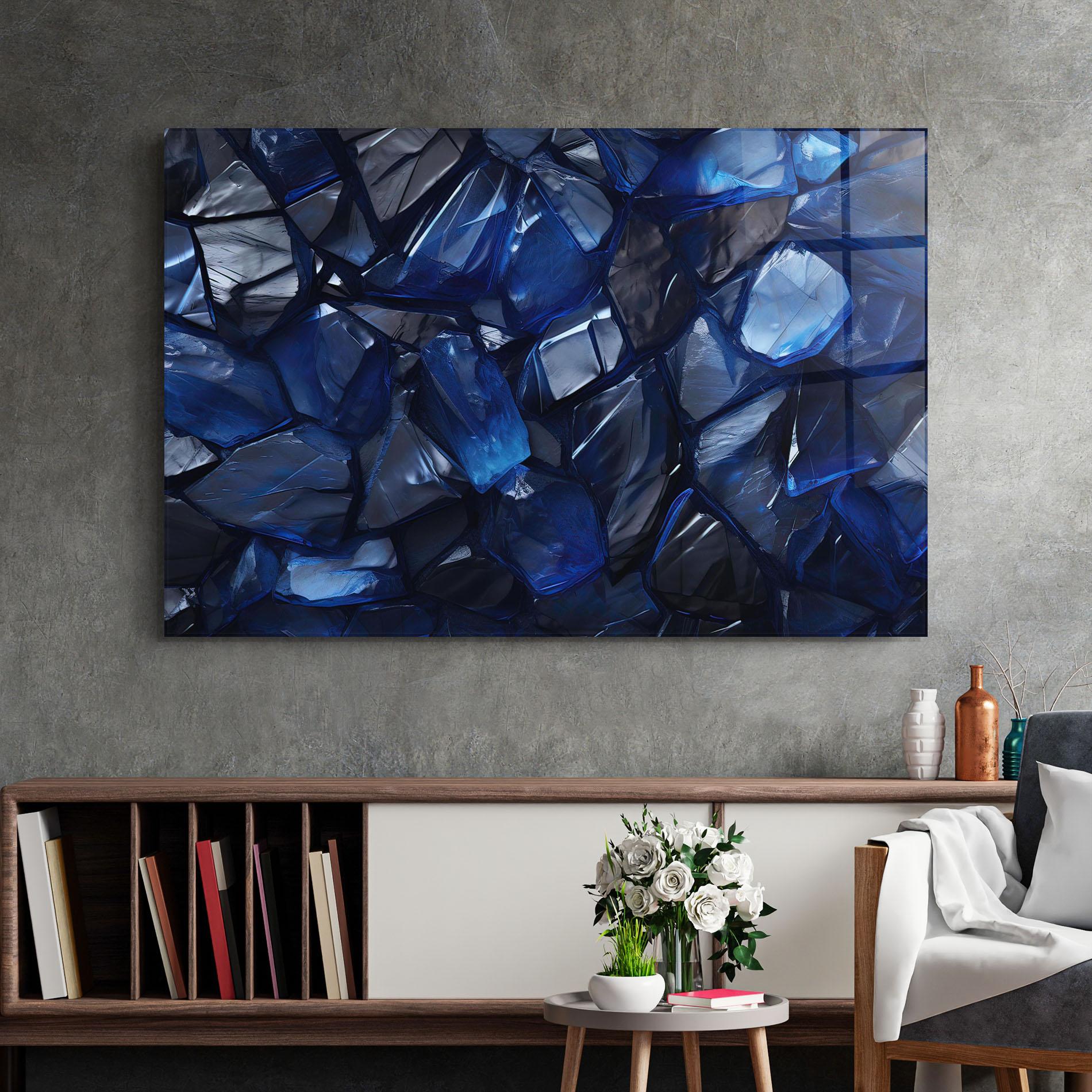 Стъклена картина Blue Crystal Shape mockup 2