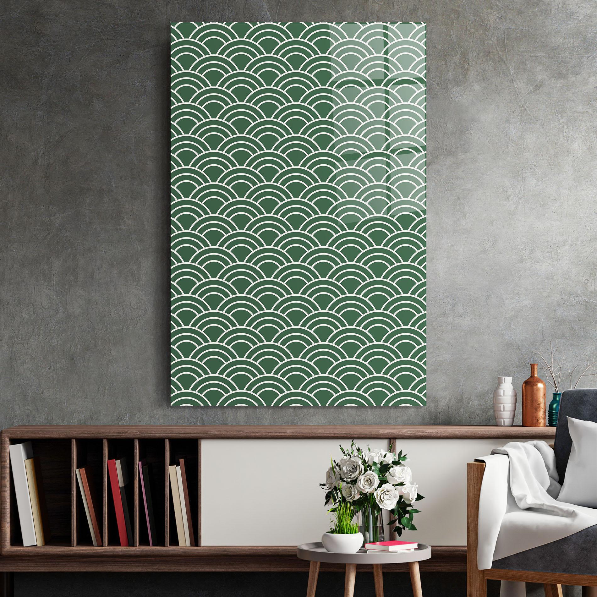 Стъклена картина Green Semi Circle mockup 2