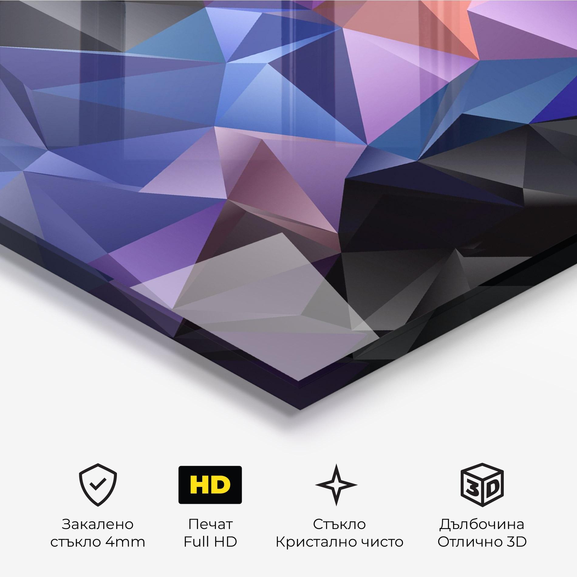 Стъклена картина Black Purple Triangle mockup 3