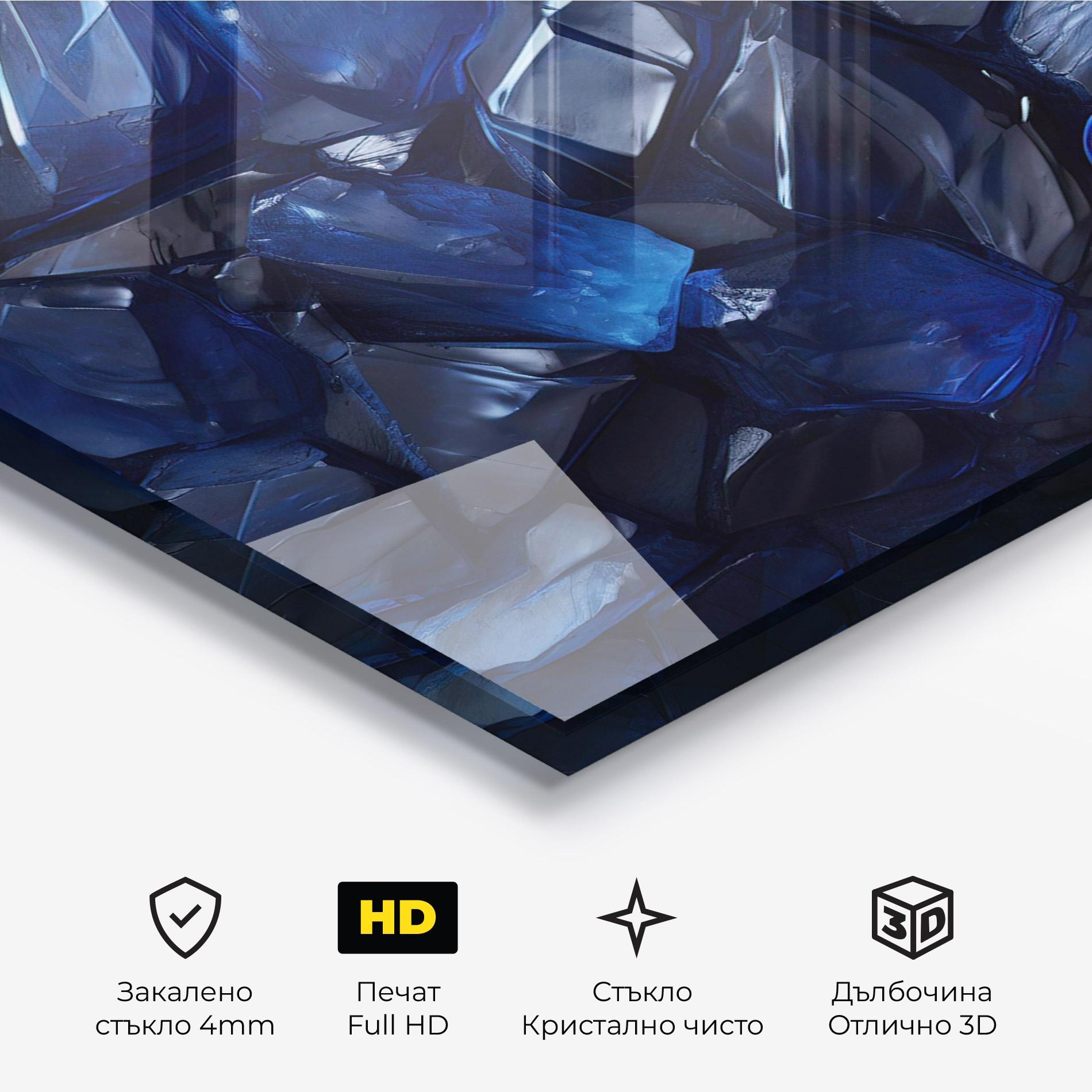 Стъклена картина Blue Crystal Shape mockup 3