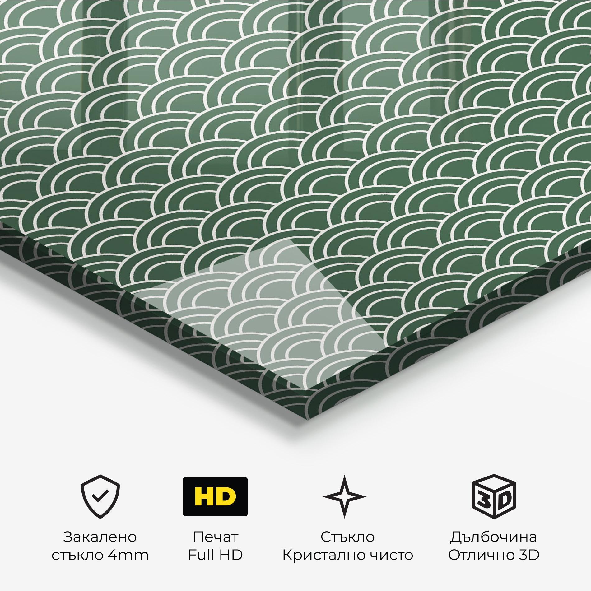 Стъклена картина Green Semi Circle mockup 3