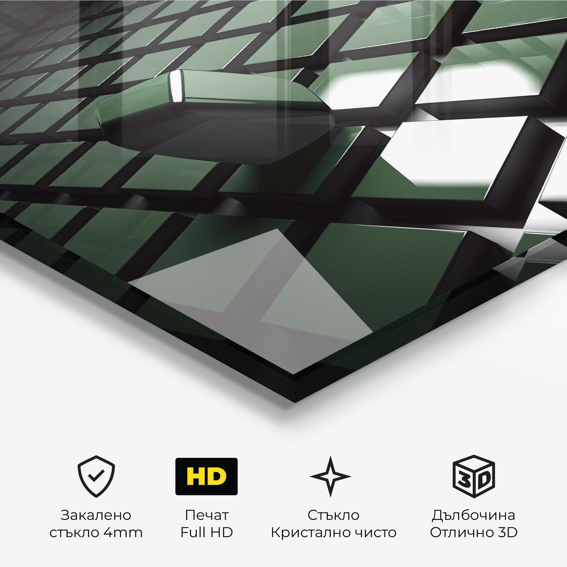 Стъклена картина Green Shape Floating mockup 3