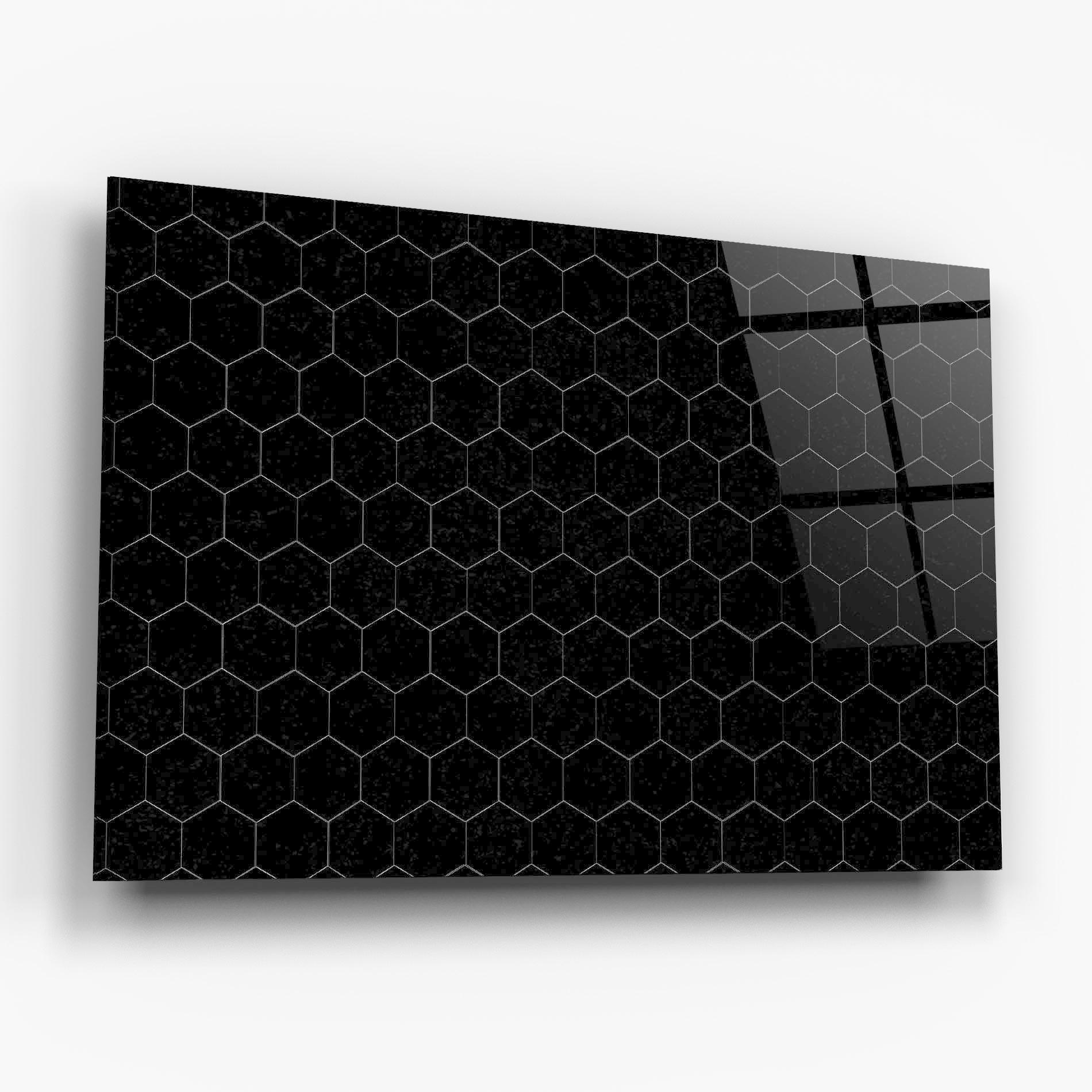 Стъклена картина Black Hexagon mockup 6