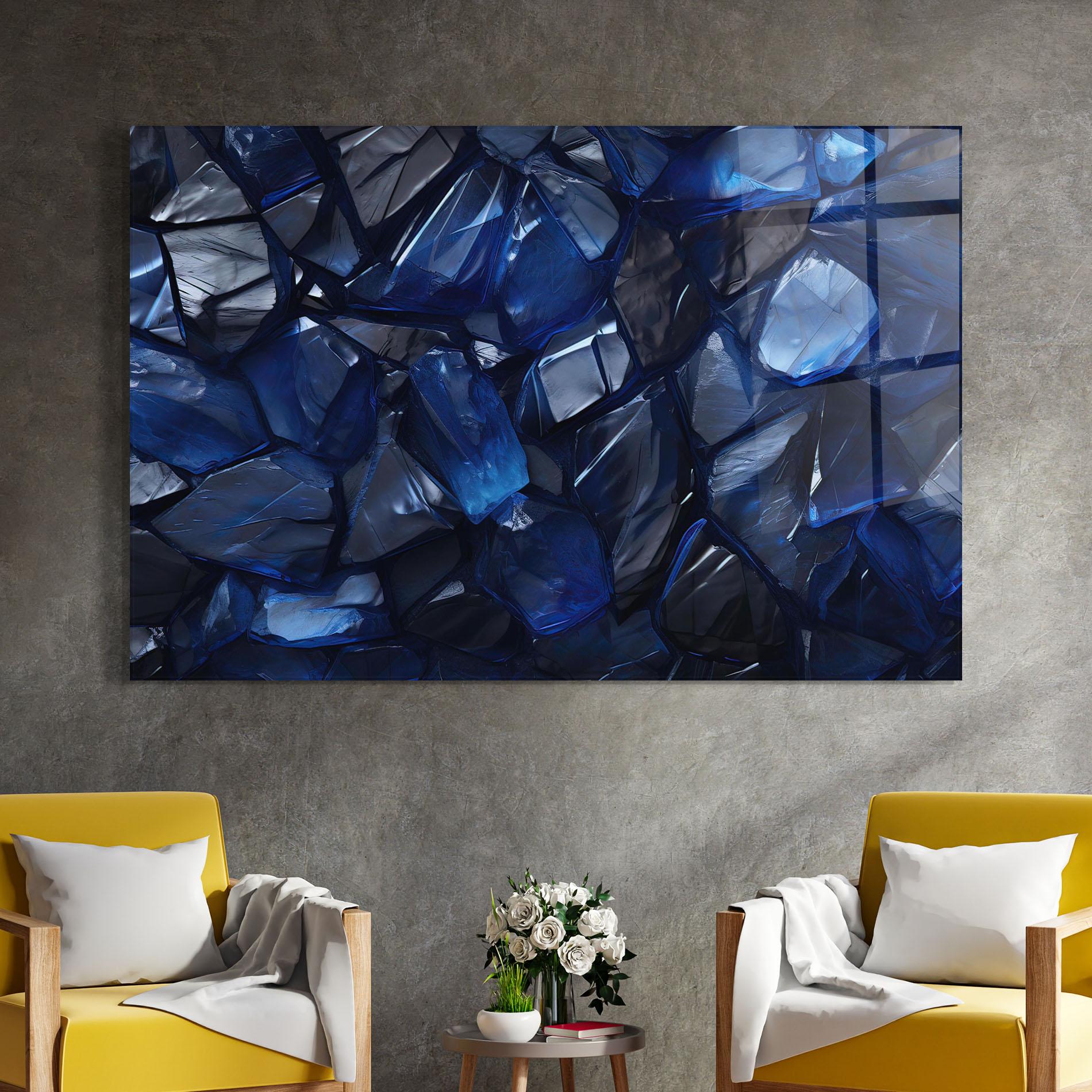 Стъклена картина Blue Crystal Shape mockup 4