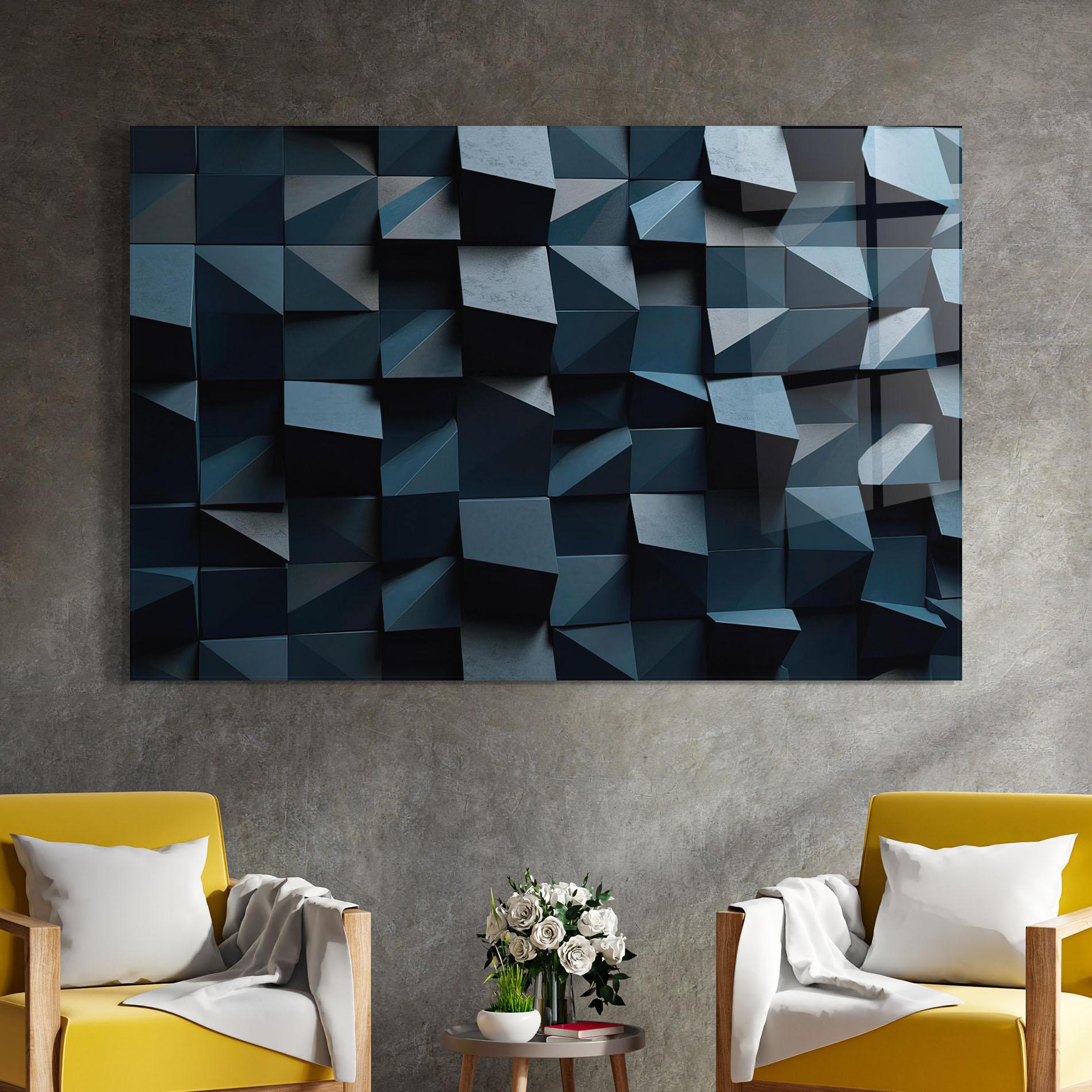 Стъклена картина Dark Blue Square mockup 4