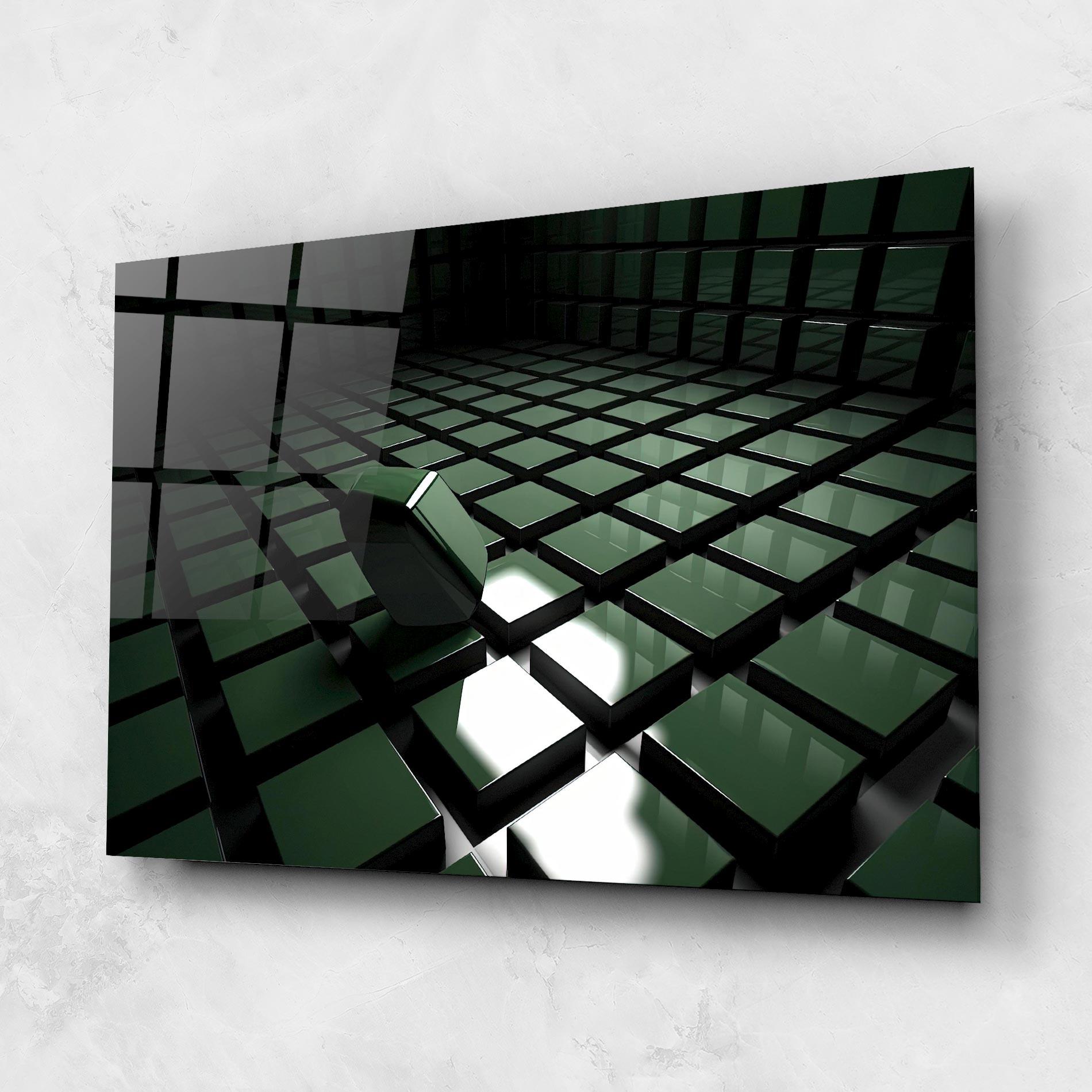 Стъклена картина Green Shape Floating mockup 1