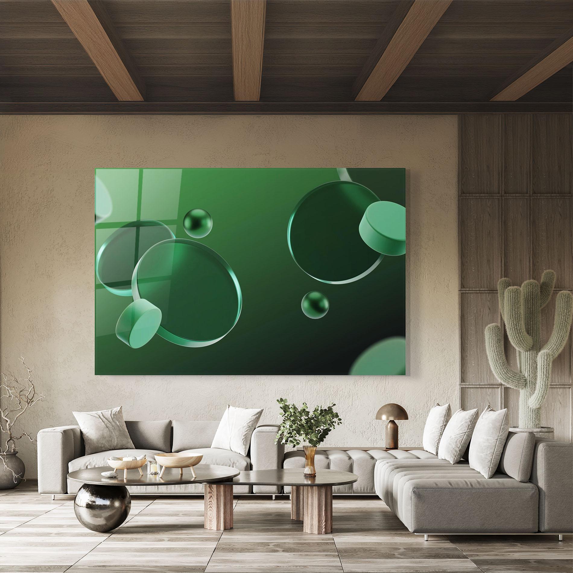 Стъклена картина Green Circle Floating mockup 8