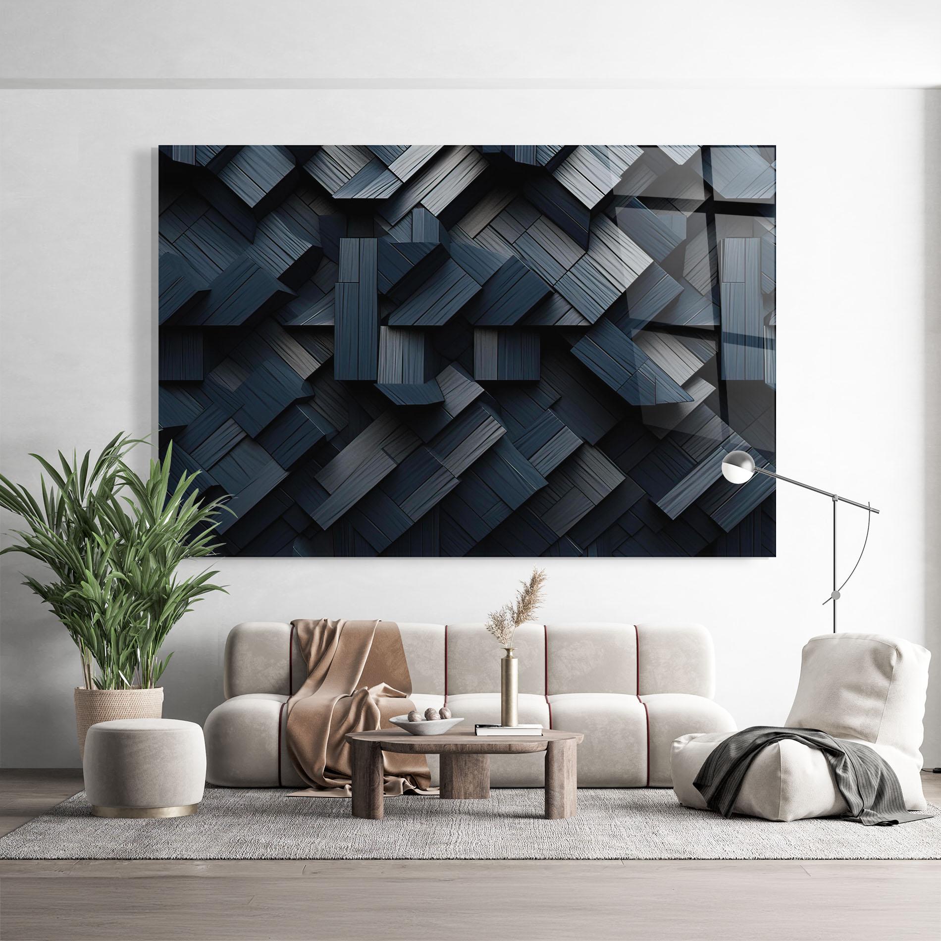 Стъклена картина Dark Blue Wall mockup 9