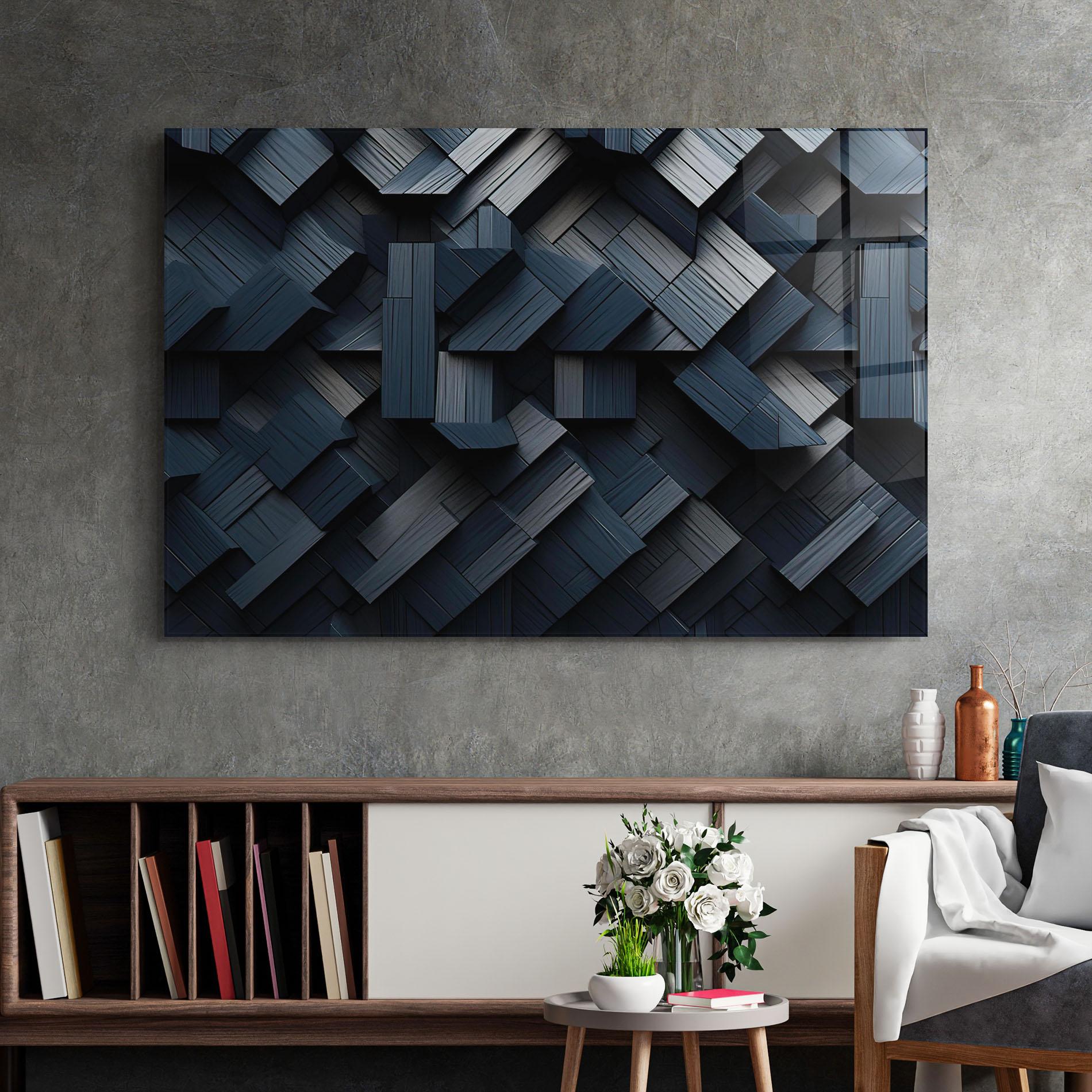 Стъклена картина Dark Blue Wall mockup 2