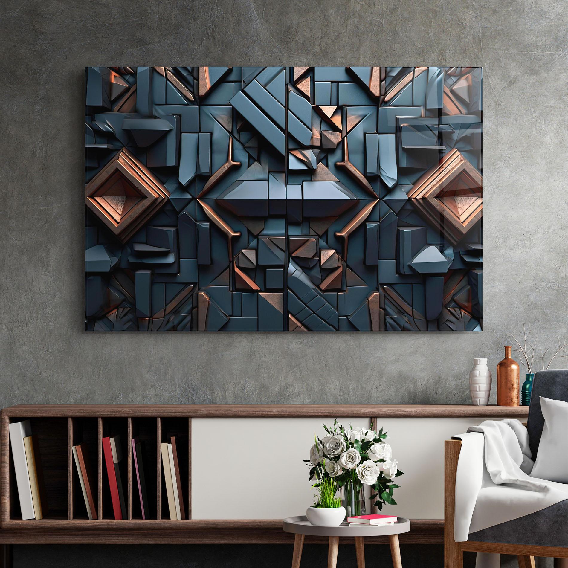 Стъклена картина Orange Rhombus mockup 2