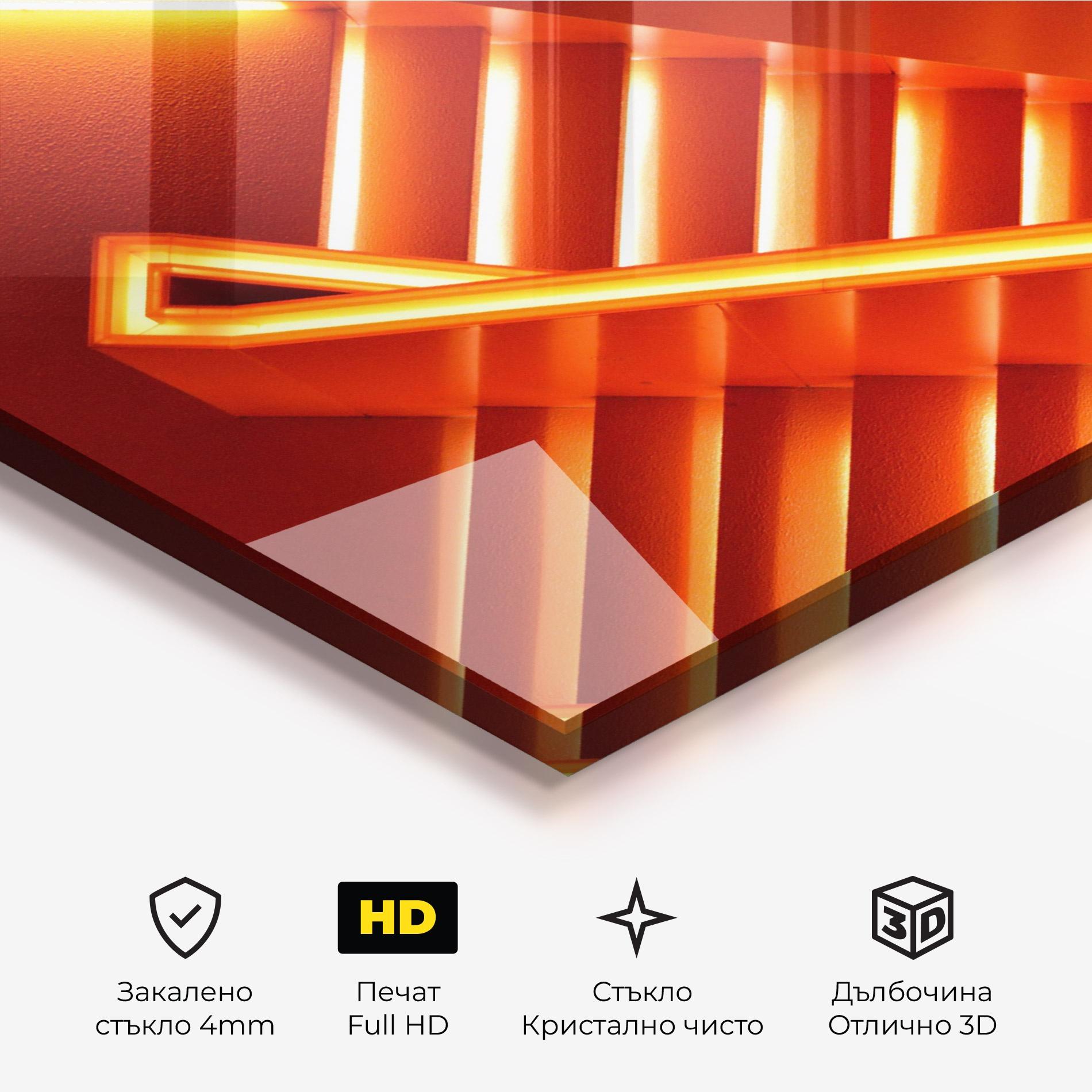 Стъклена картина Orange Stairs mockup 3